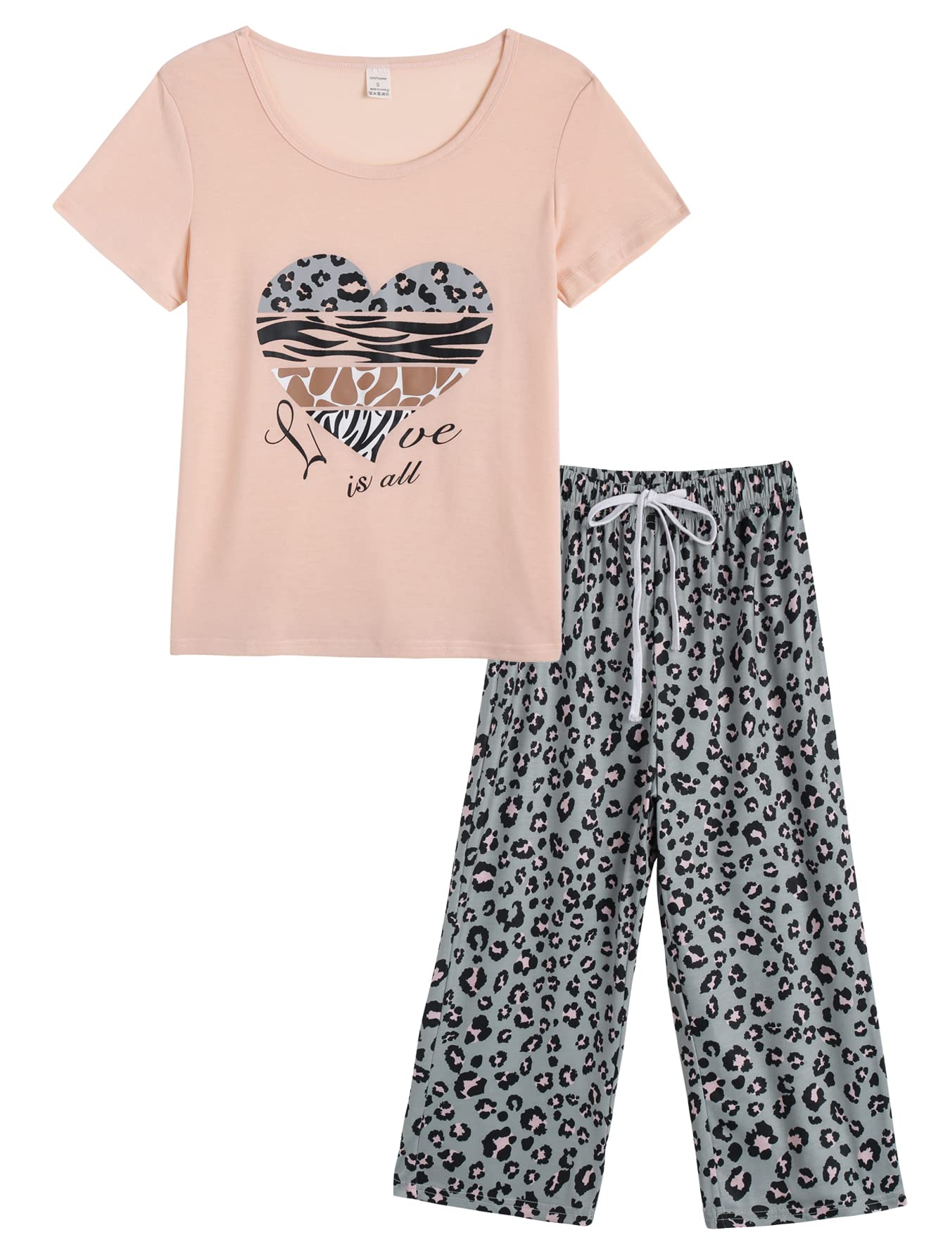 VENTELAN Women's Capri Pajama Set - Plus Size Sleepwear for Lounge & Sleep