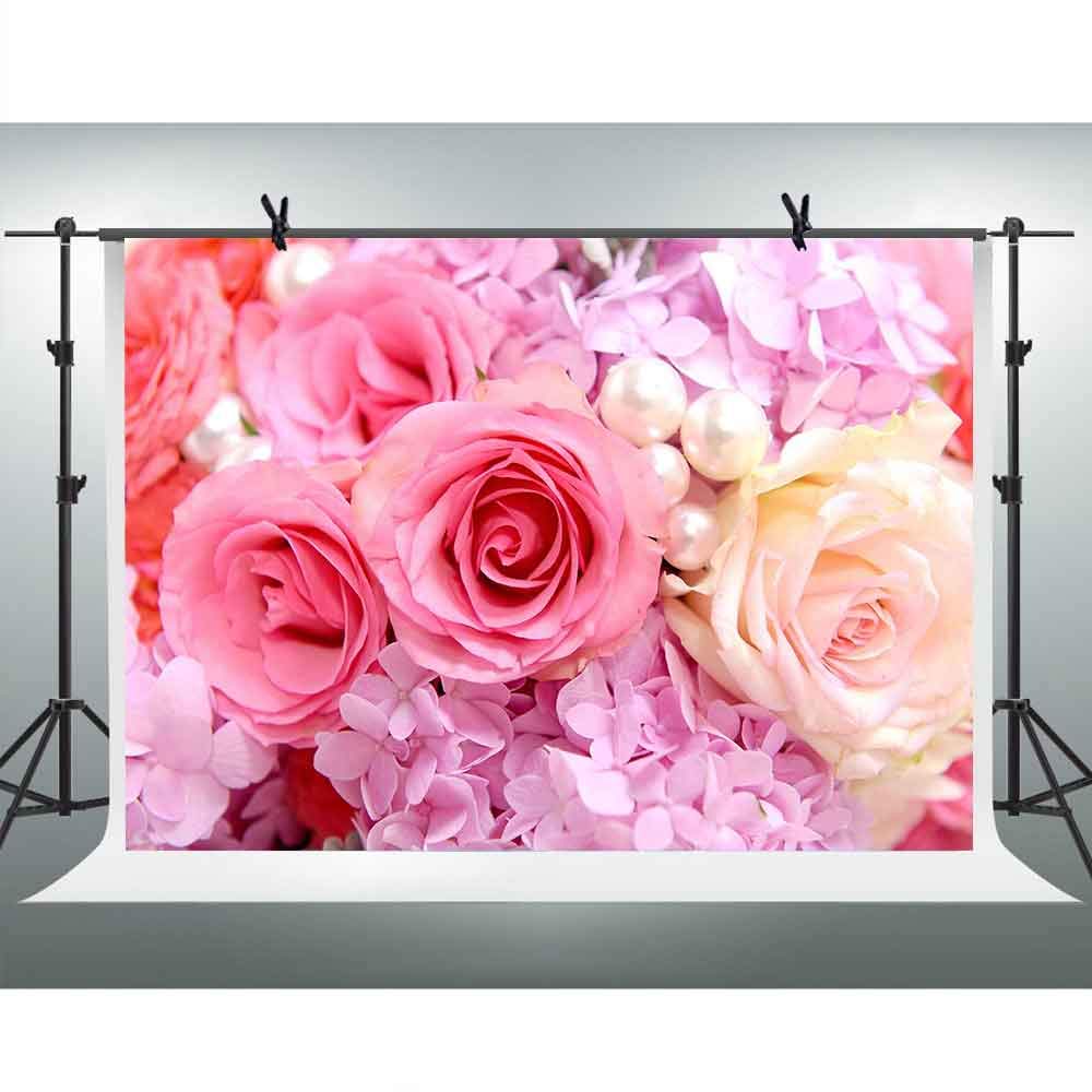 10x7ft Floral Pearl Photography Backdrop - Elegant Bridal Wedding Shower Background, Themed Party Wallpaper, Photo Booth Props for Baby Shower & Birthday Decor (LXFH593)