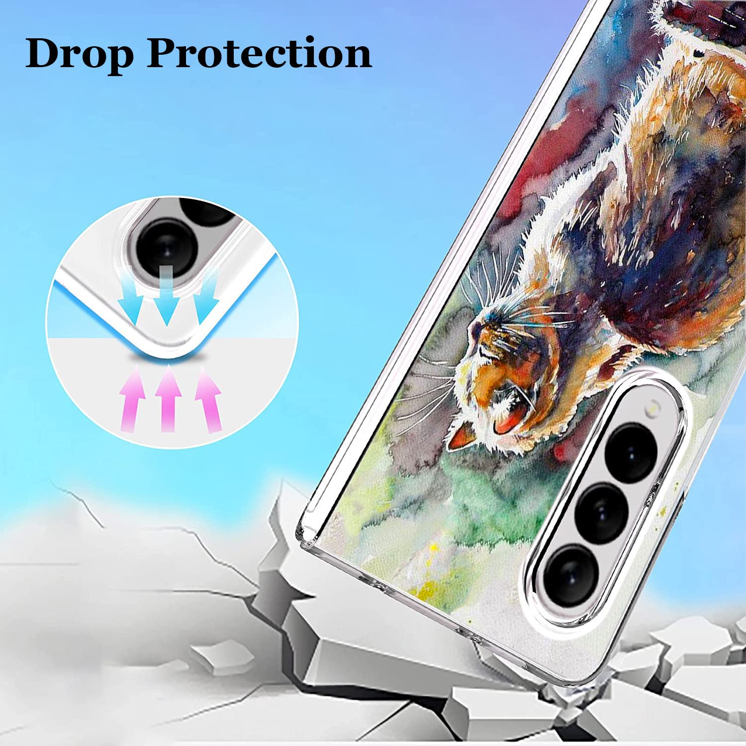 Cute Cat Painting Hard Case for Samsung Galaxy Z Fold 4 5G - Anti-Scratch, Shockproof Protective Phone Cover | Perfect for Work, Travel & Everyday Use