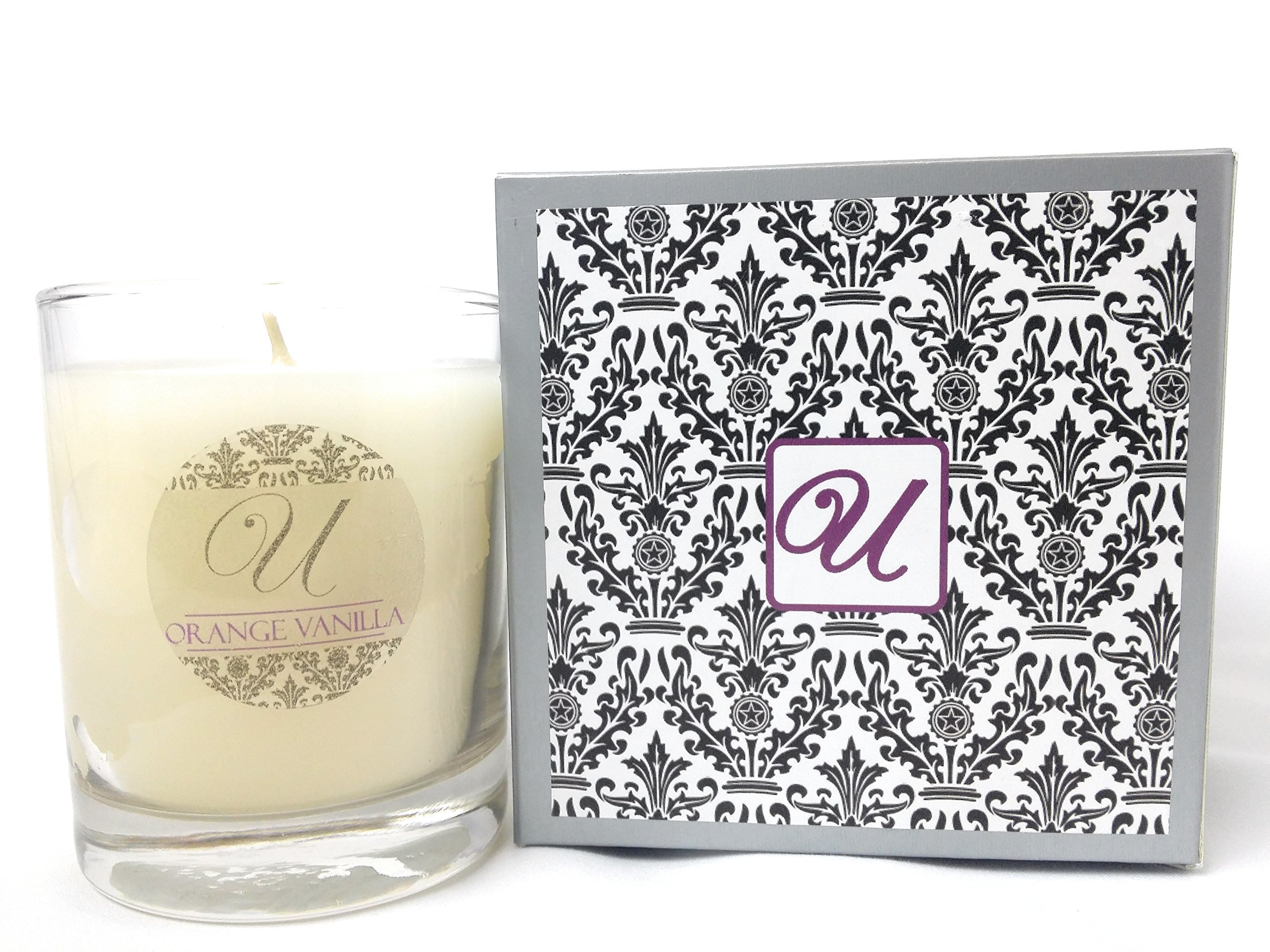 Orange Vanilla Scented Candle in 14 oz Glass Jar with Surprise Jewelry Necklace ($10-$10,000 Value) - Perfect for Home Decor, Gifts & Relaxation