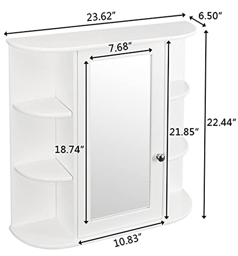 Wall Mounted Bathroom Medicine Cabinet with Mirror Door & Open Shelves - Bathroom Storage Organizer for Toiletries, Makeup & Essentials - Perfect for Bathroom, Kitchen & Vanity Organization