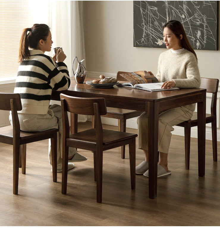 Premium Black Walnut Solid Wood Rectangular Dining Table - 6-Seater Rustic Farmhouse Style for Dining Room & Kitchen | Handcrafted Eco-Friendly Furniture