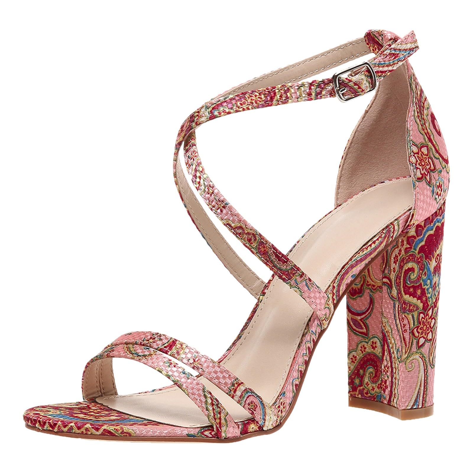 Strappy Heel Sandals for Women - Chunky High Heel Open Toe Lace Up Pumps - Perfect for Weddings, Parties & Evening Dresses