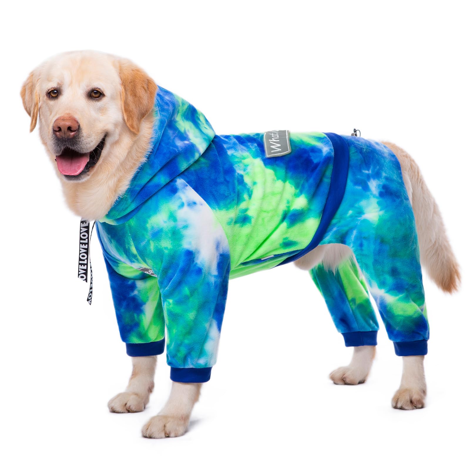 Yeapeeto Winter Dog Hoodie - Fleece Pullover Coat with Hood for Large & Medium Dogs, 4-Legs Warm Sweatshirt for Cold Weather (Bandhnu Green, X-Large) - Perfect for Outdoor Walks & Winter Adventures