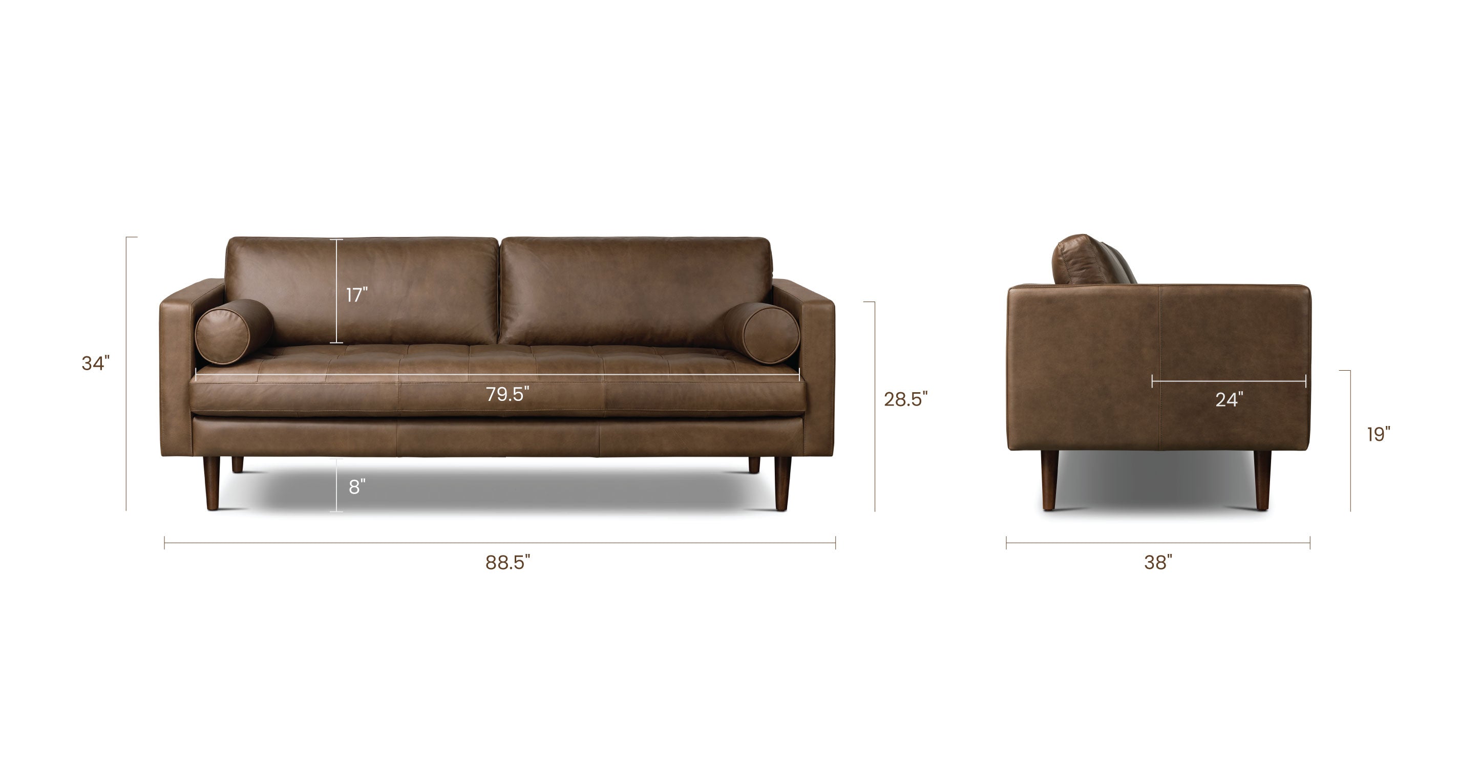 Premium Napa Leather Sofa - Modern Luxury Living Room Furniture for Home & Office - Perfect for Relaxing, Entertaining & Stylish Decor