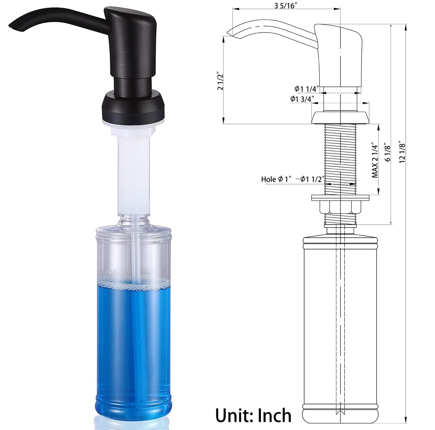 GAGALIFE Oil Rubbed Bronze Soap Dispenser for Kitchen Sink - 13oz Large Capacity ABS Countertop Soap Dispenser with Venetian Bronze Finish - Perfect for Bathroom, Kitchen, Pet Washing Station & Office Use