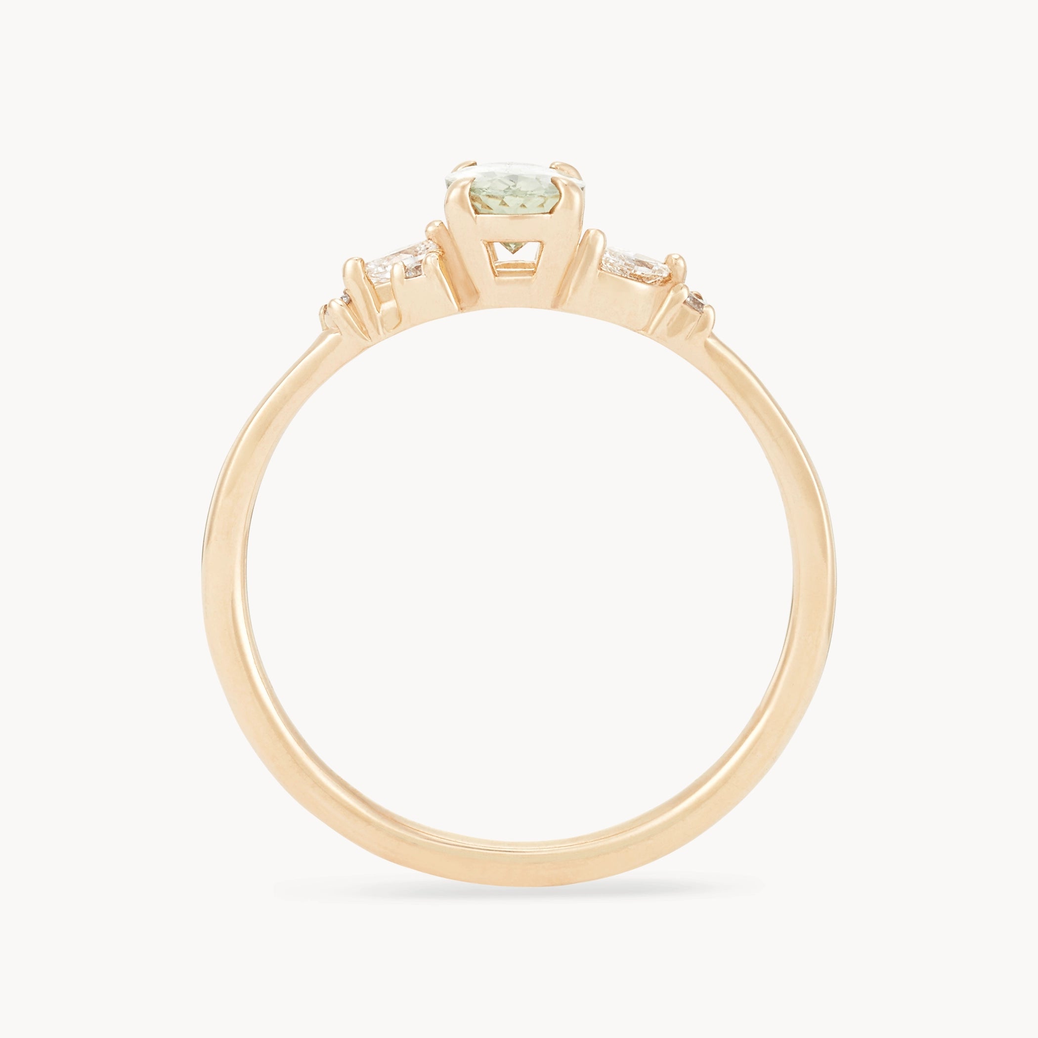 Love's Reverie Unique 14K Yellow Gold Ring with Celadon Oval Cut Sapphire – Perfect for Engagement, Anniversary & Special Occasions