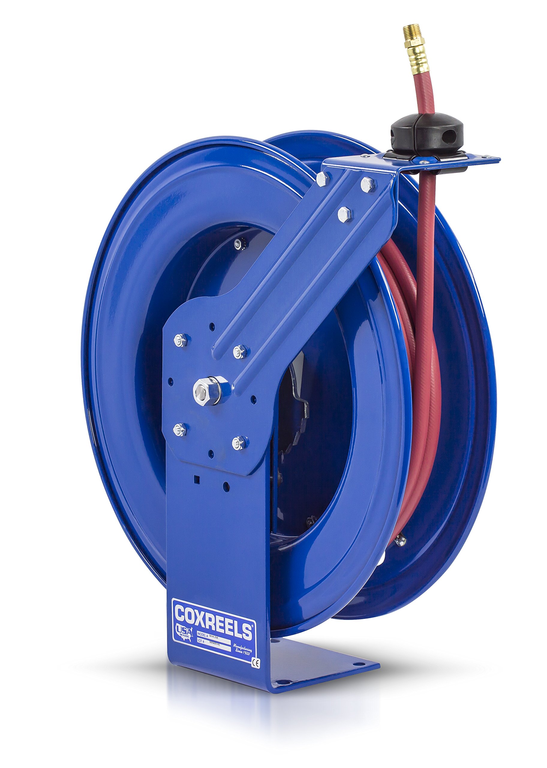 Heavy-Duty Self-Retracting Air Water Hose Reel 1/2 Inch ID 50 Feet - Ideal for Industrial Workshops, Car Washes, and Construction Sites