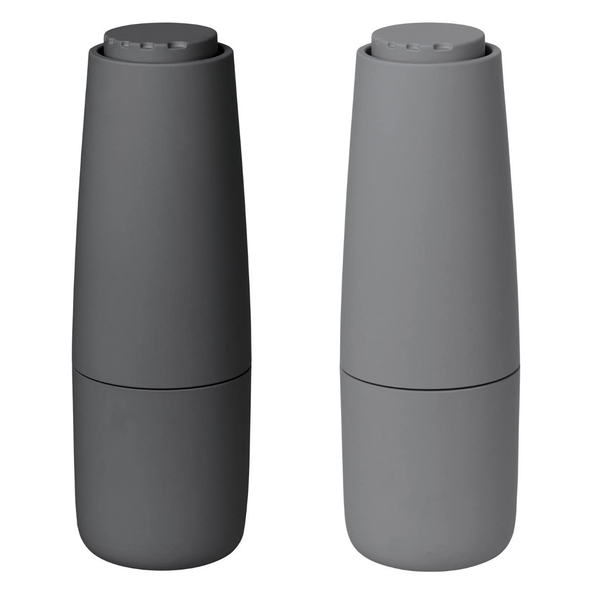 Premium Blomus SALPI Magnetic Salt and Pepper Mill Set - Charcoal & Grey Sharkskin Finish - Stylish Kitchen Essential for Cooking, Dining & Gifting