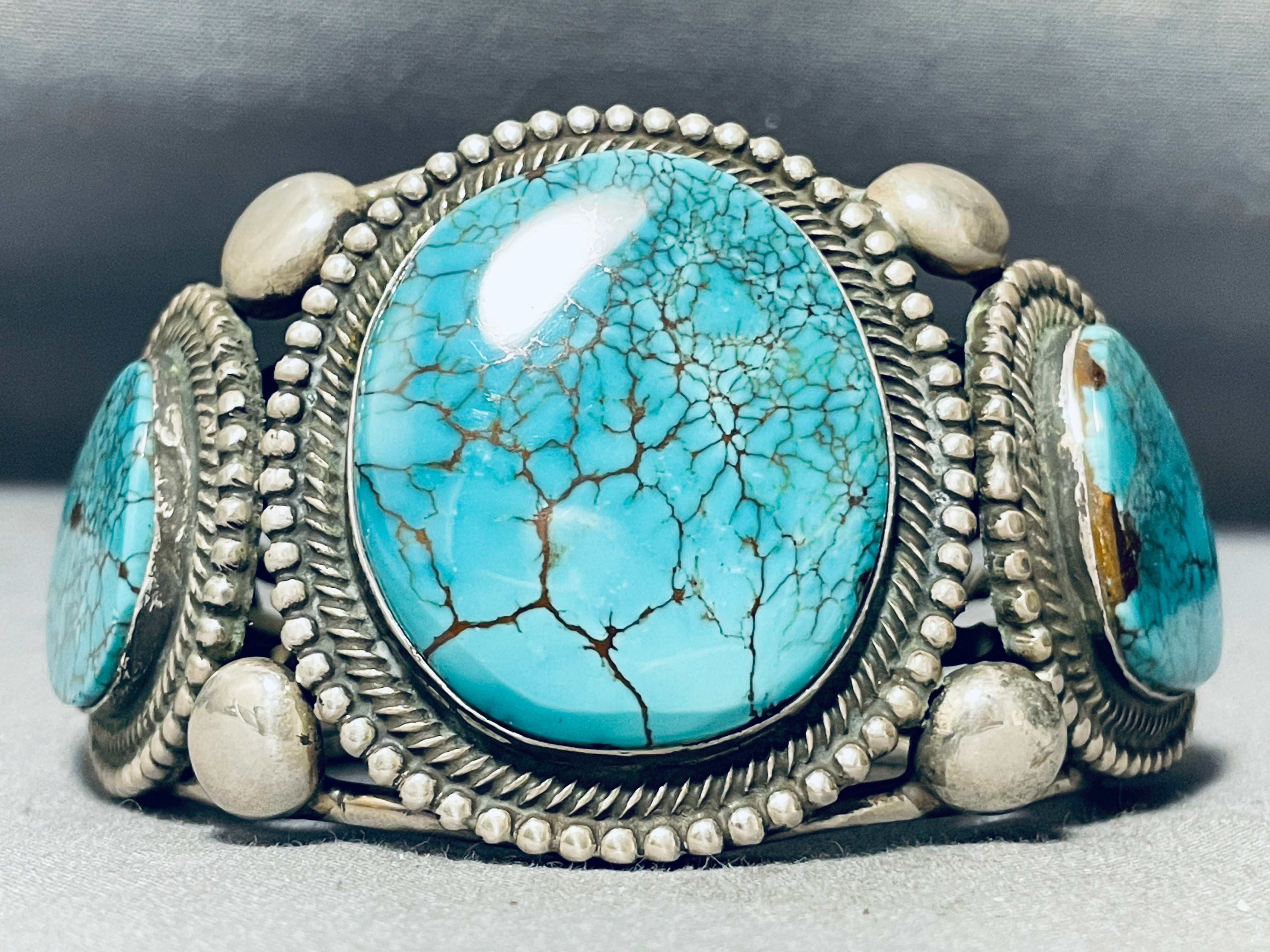 151g Vintage Native American Navajo Spiderweb Turquoise Sterling Silver Cuff Bracelet - Handmade Southwest Jewelry for Boho Fashion & Gift Giving
