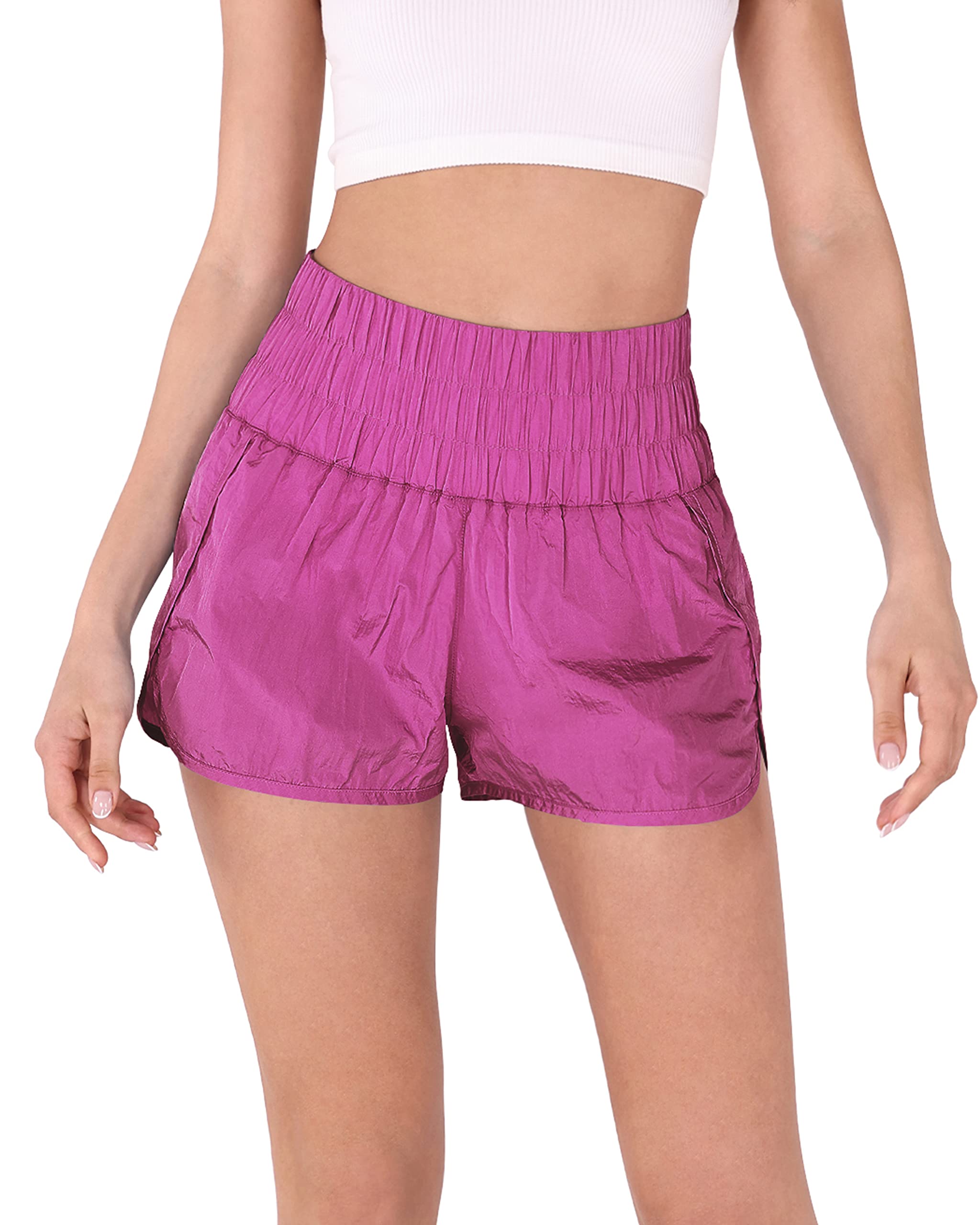 ODODOS Women's High Waisted Athletic Shorts - Elastic Quick Dry Running Shorts with Mesh Back Pocket for Workout, Yoga & Casual Wear | Perfect for Gym, Jogging & Outdoor Activities