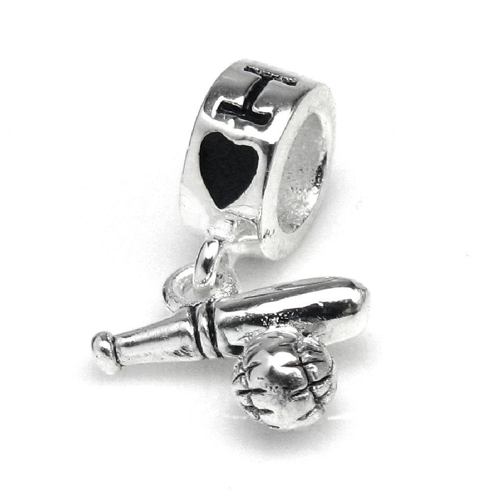 925 Sterling Silver Baseball Bat Charm for Bracelets - I Love Baseball Game Fan Jewelry - Perfect for European Charm Bracelets & DIY Jewelry Making - Great Gift for Baseball Lovers & Sports Fans