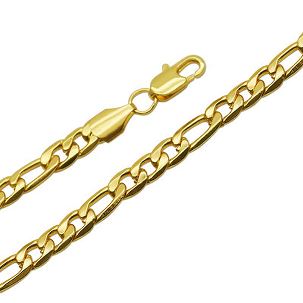 18K Gold Figaro Chain Necklace for Women & Men | 6mm Sterling Silver Necklace | Wedding, Anniversary & Everyday Jewelry Gift