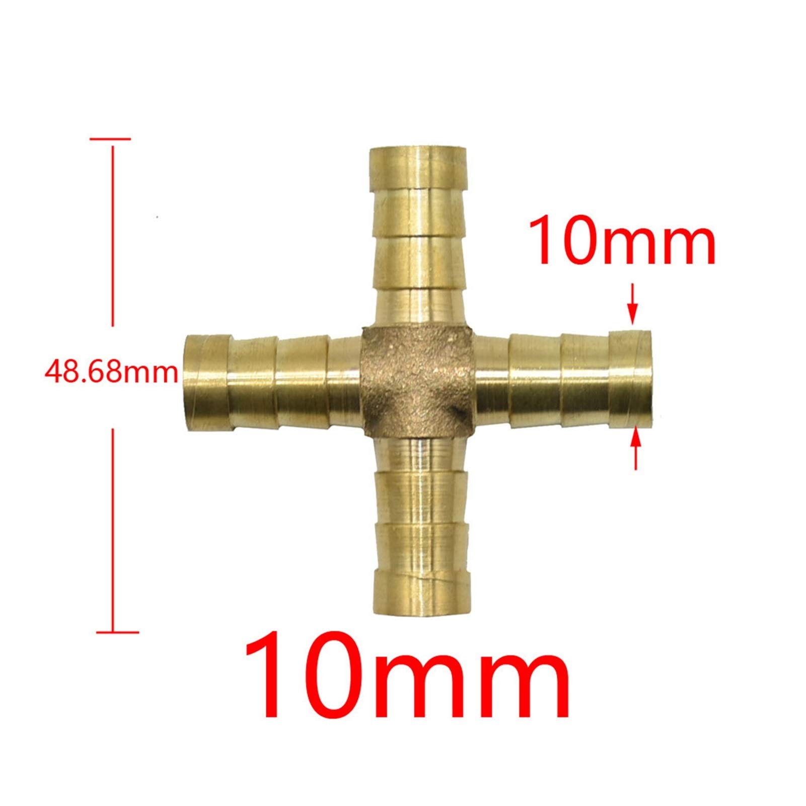 Brass T-Shaped Garden Hose Connector Adapter - 8/10/12/14/16/19mm Y Cross Three-Way Coupler for Air, Water & Oil (10mm Cross) - Perfect for Lawn Irrigation, Car Washing & Hydraulic Systems