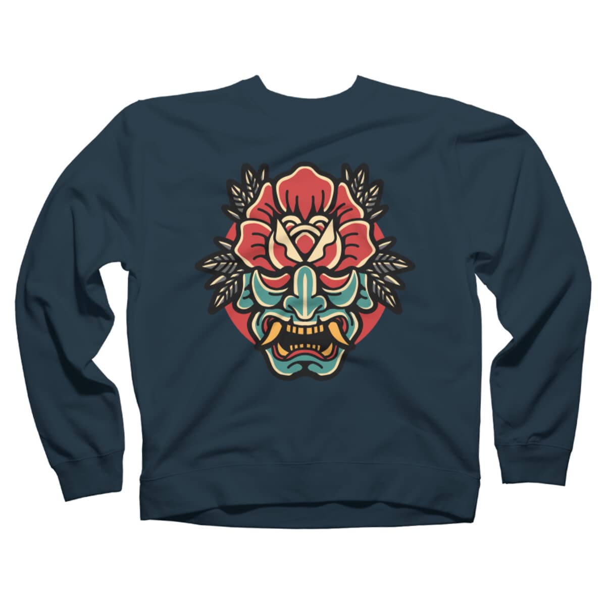 Design By Humans Unisex Oni-Rose by Donipacoceng Sweatshirt - Soft Cotton Pullover for Men & Women - Perfect for Casual Wear, Street Fashion, and Anime Lovers