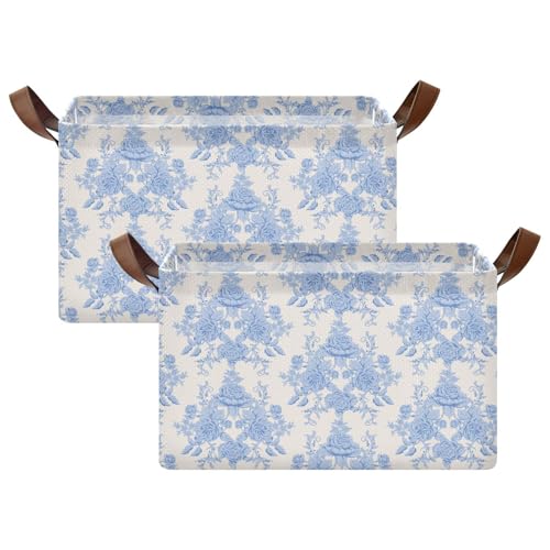 Blue Beige French Floral