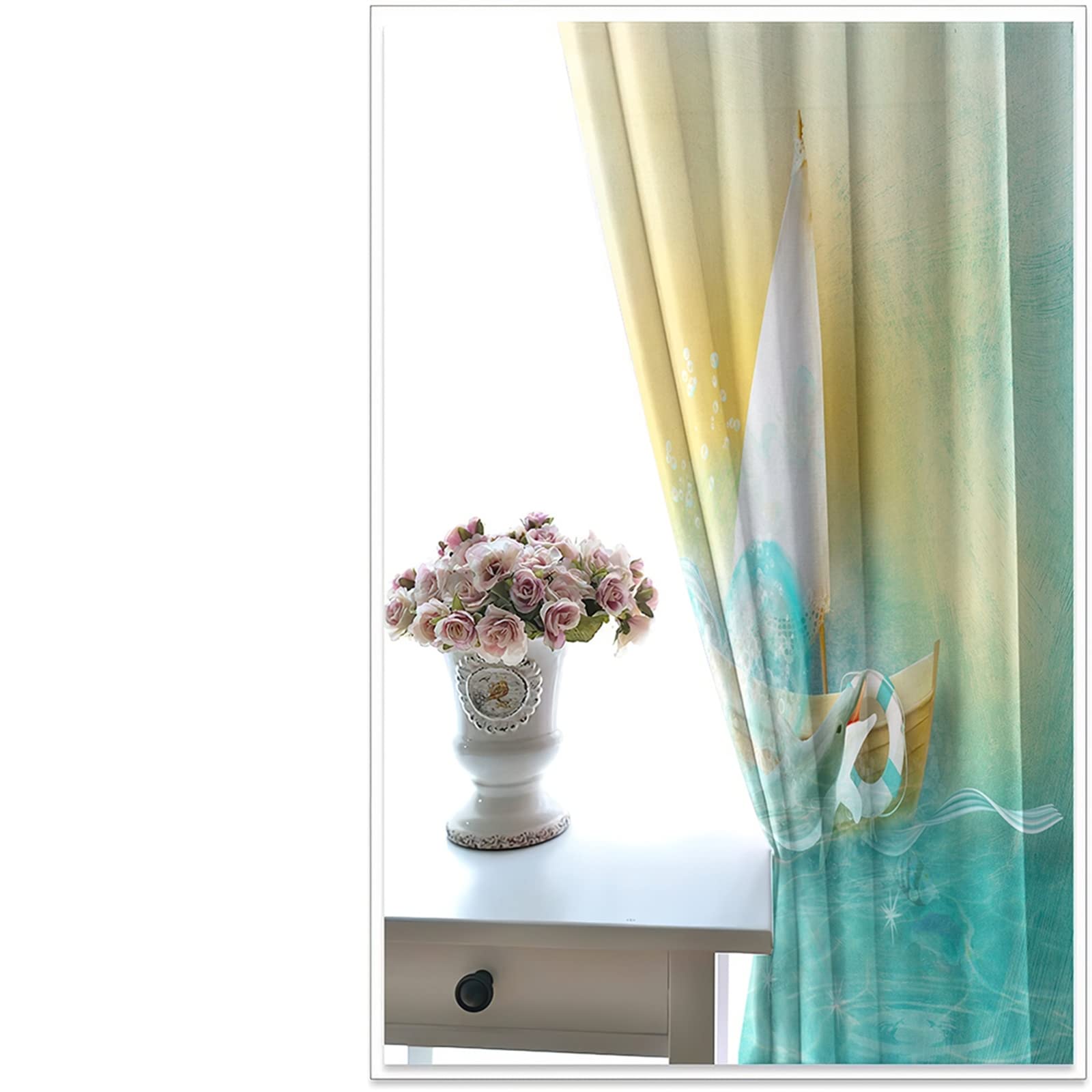 Blue Light Blocking Curtains with Dolphin & Sailboat Design - 84