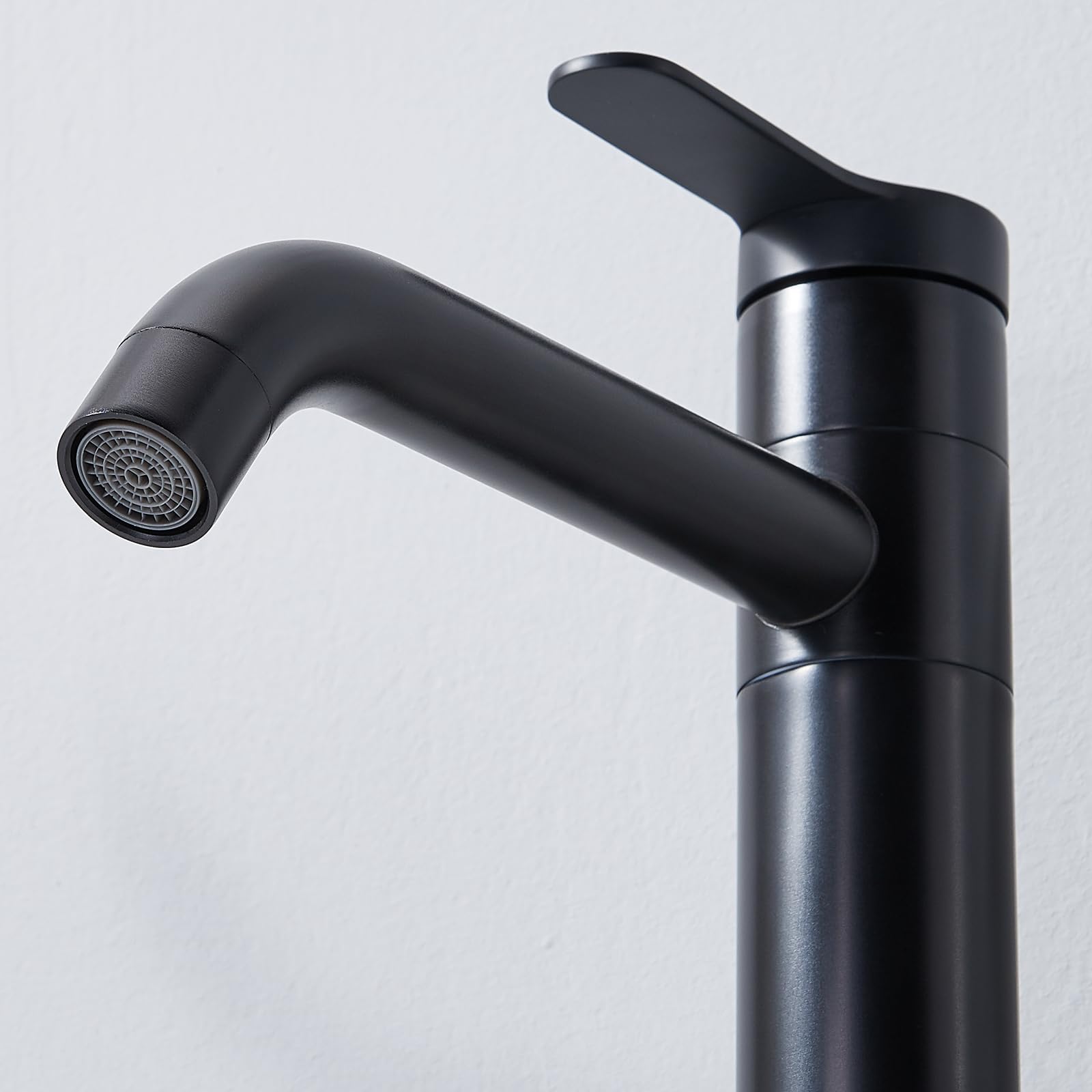 Comllen Tall Matte Black Single Hole Vessel Sink Faucet - 360° Swivel Spout Modern Bathroom Faucet with Water Supply Hose | Perfect for RV Vanity, Lavatory & Contemporary Bathroom Designs