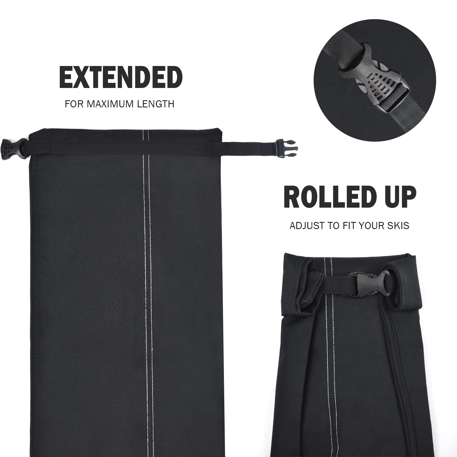 AUMTISC 2-Piece Padded Ski and Boot Bag Combo - Adjustable Length Up to 200cm for 1 Pair of Skis & Boots - Perfect for Air Travel, Mountain Trips & Ski Resort Storage