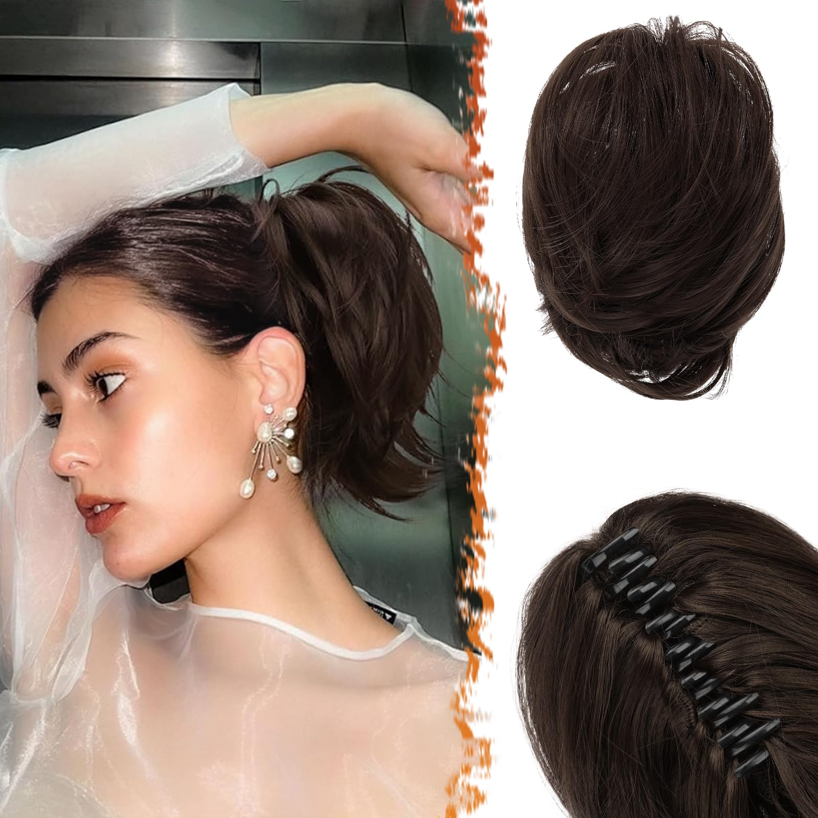 8 Inch Claw Clip Hair Bun Extension for Straight Hair - Perfect for Updos, Ponytails & Everyday Hairstyles