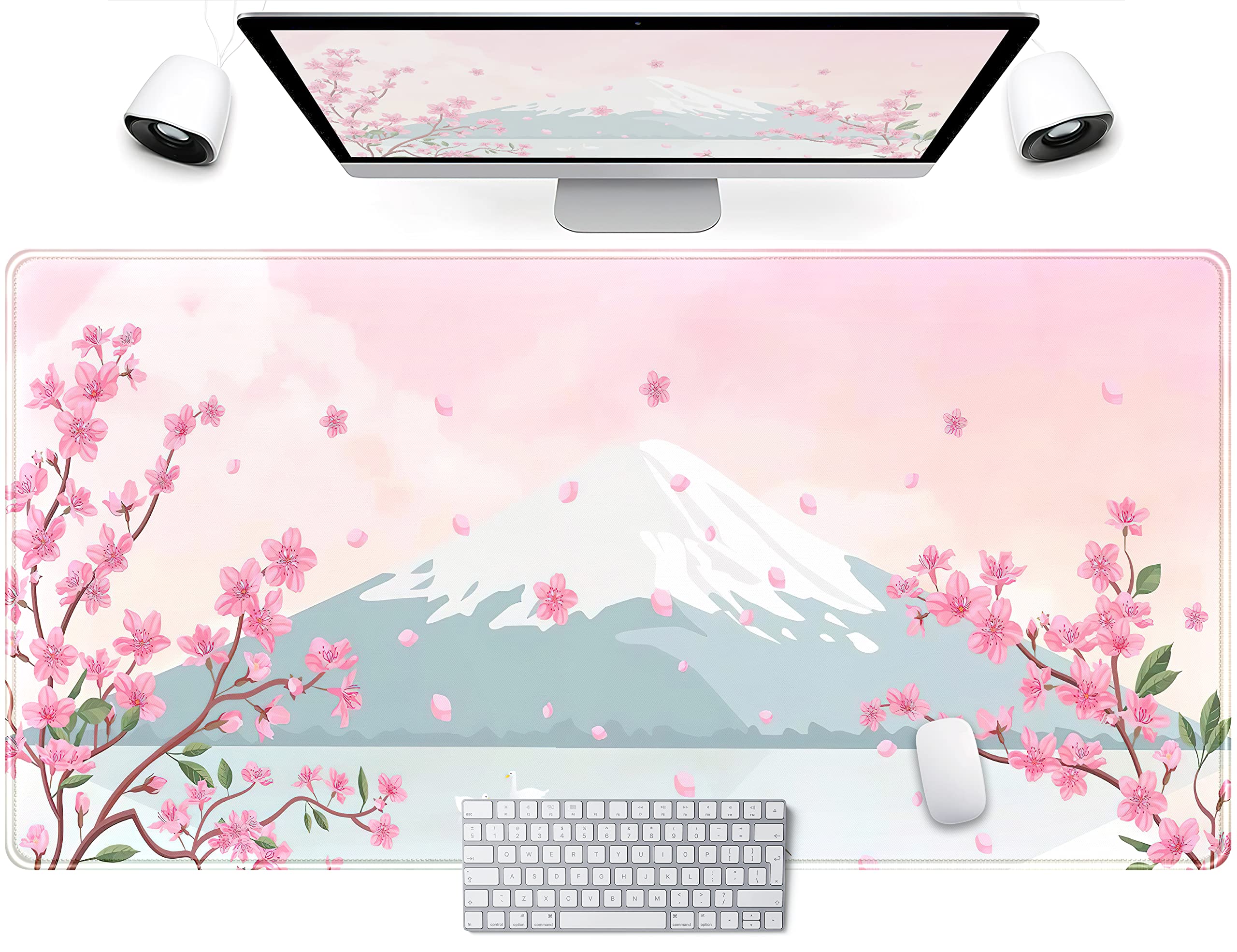Japanese Cherry Blossom Pastel Pink XXL Gaming Mouse Pad (31.5