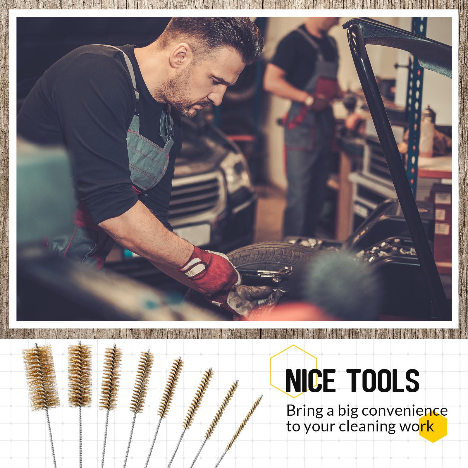 **16 Inch Long Pipe Cleaning Brush with Brass Bristles - Heavy Duty Bore & Wire Brush for Plumbing, Guns, and HVAC (8-Piece Set) - Perfect for Deep Cleaning Pipes, Barrels, and Tight Spaces**
