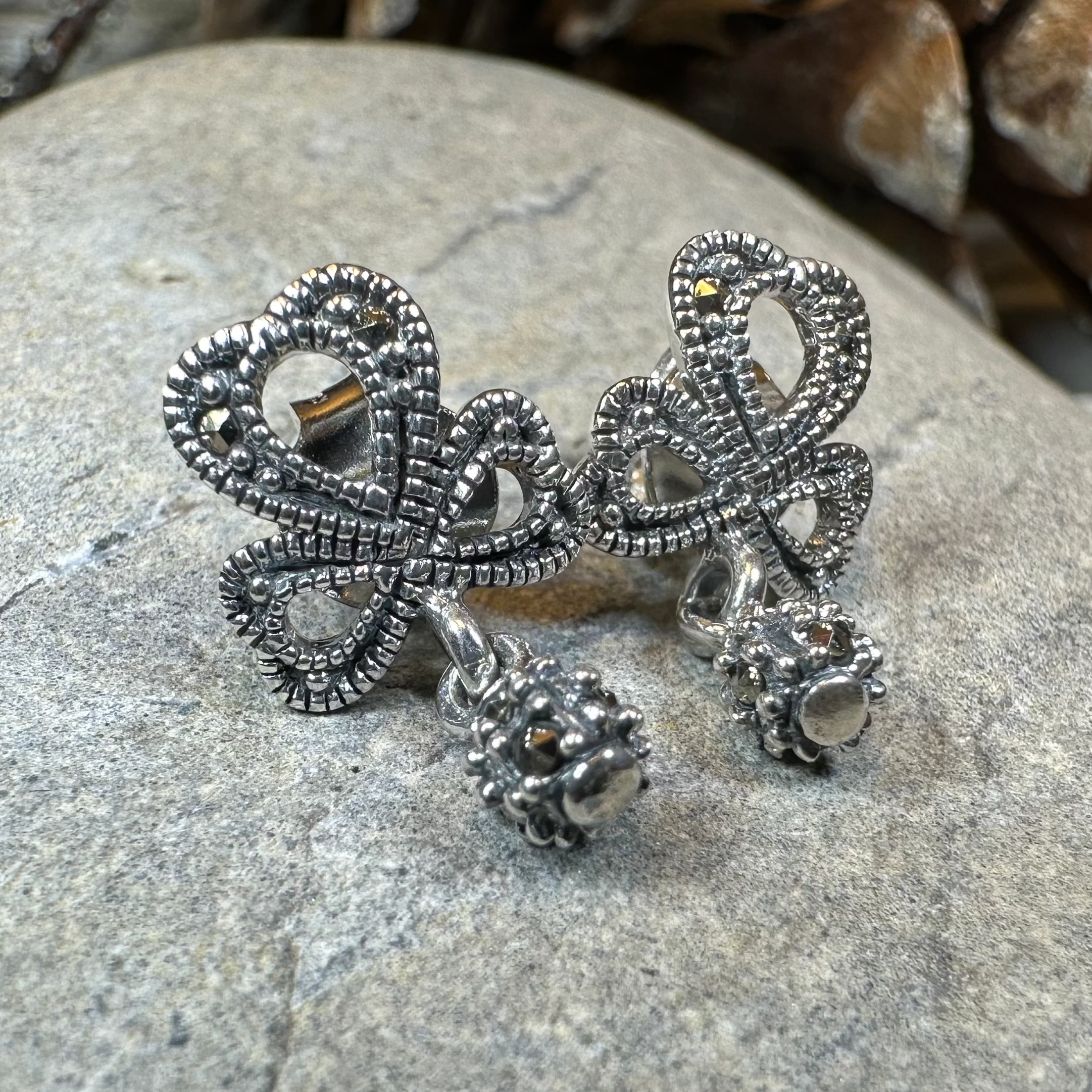 Connemara Shamrock Post Earrings - Irish Clover Stud Earrings for Women, Sterling Silver 925 Hypoallergenic Jewelry - Perfect for St. Patrick's Day, Irish Weddings & Everyday Wear