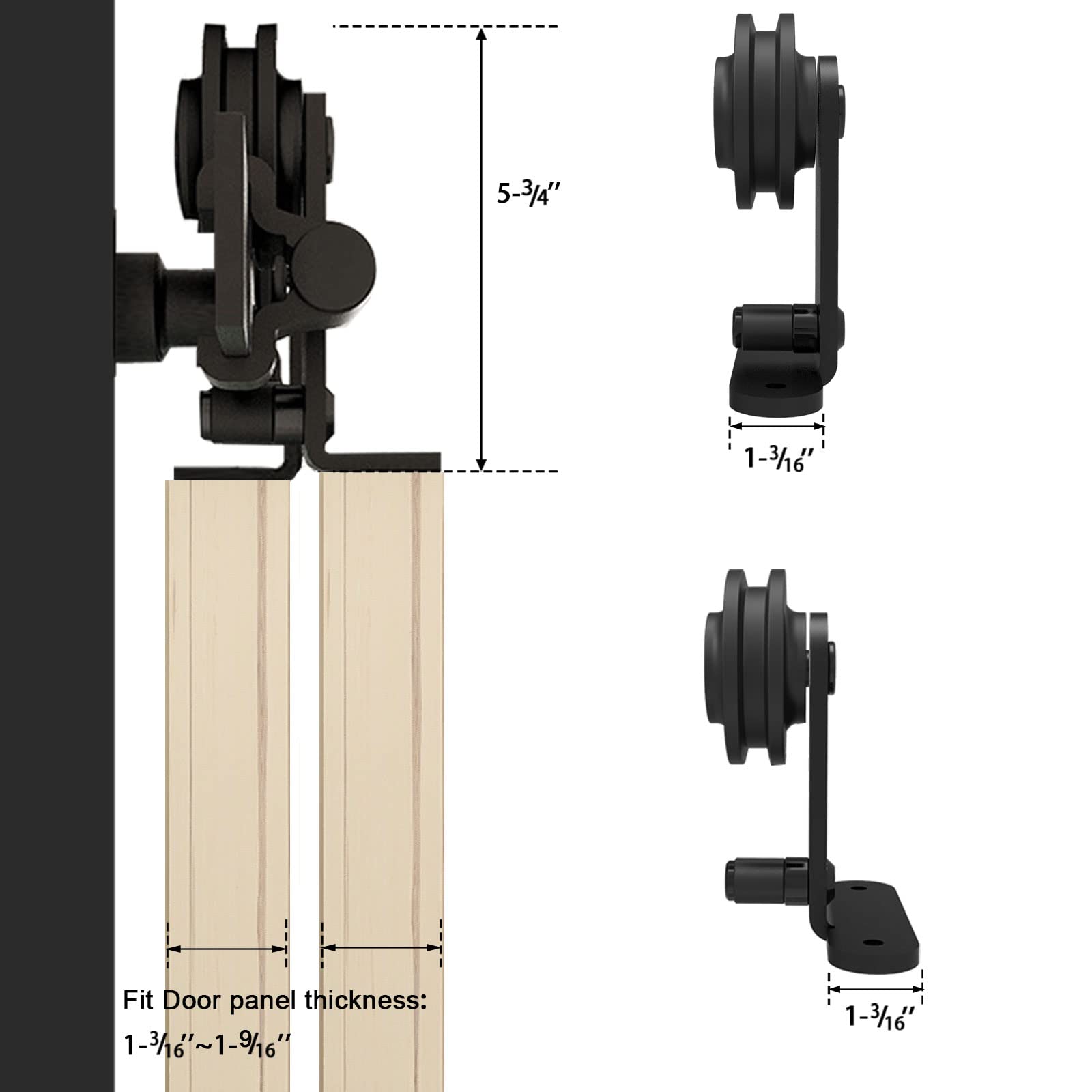 16FT Heavy Duty Bypass Sliding Barn Door Hardware Kit - Single Track System for Double Doors (1 3/16