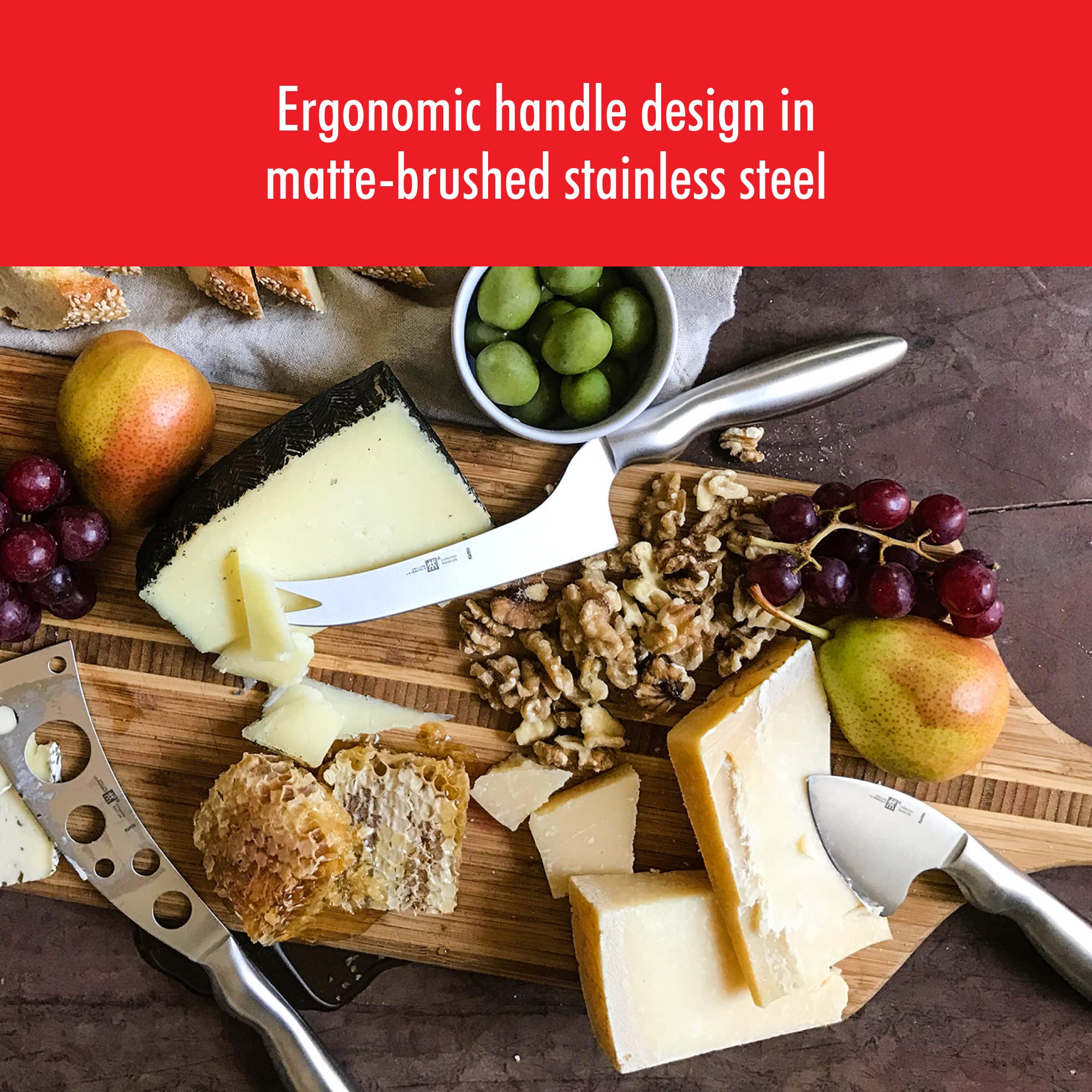 ZWILLING 3-Piece Cheese Knife Set - Stainless Steel Charcuterie Board Knives for Cheese & Charcuterie - Perfect Gift Set for Entertaining, Dinner Parties & Cheese Lovers
