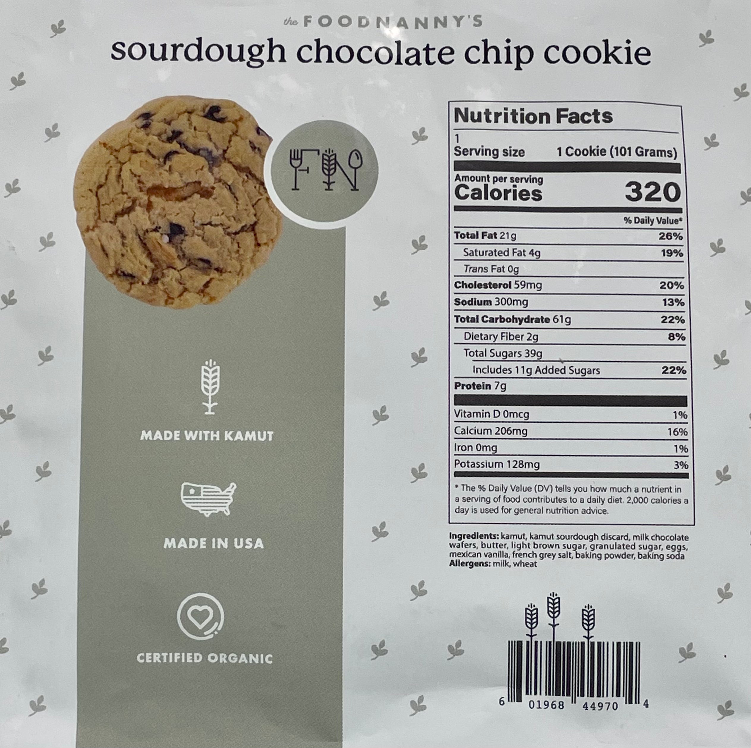 Organic Kamut Chocolate Chip Sourdough Cookies 5-Pack | Healthy Ancient Grain Snacks | Perfect for Breakfast, School Lunch & Afternoon Tea