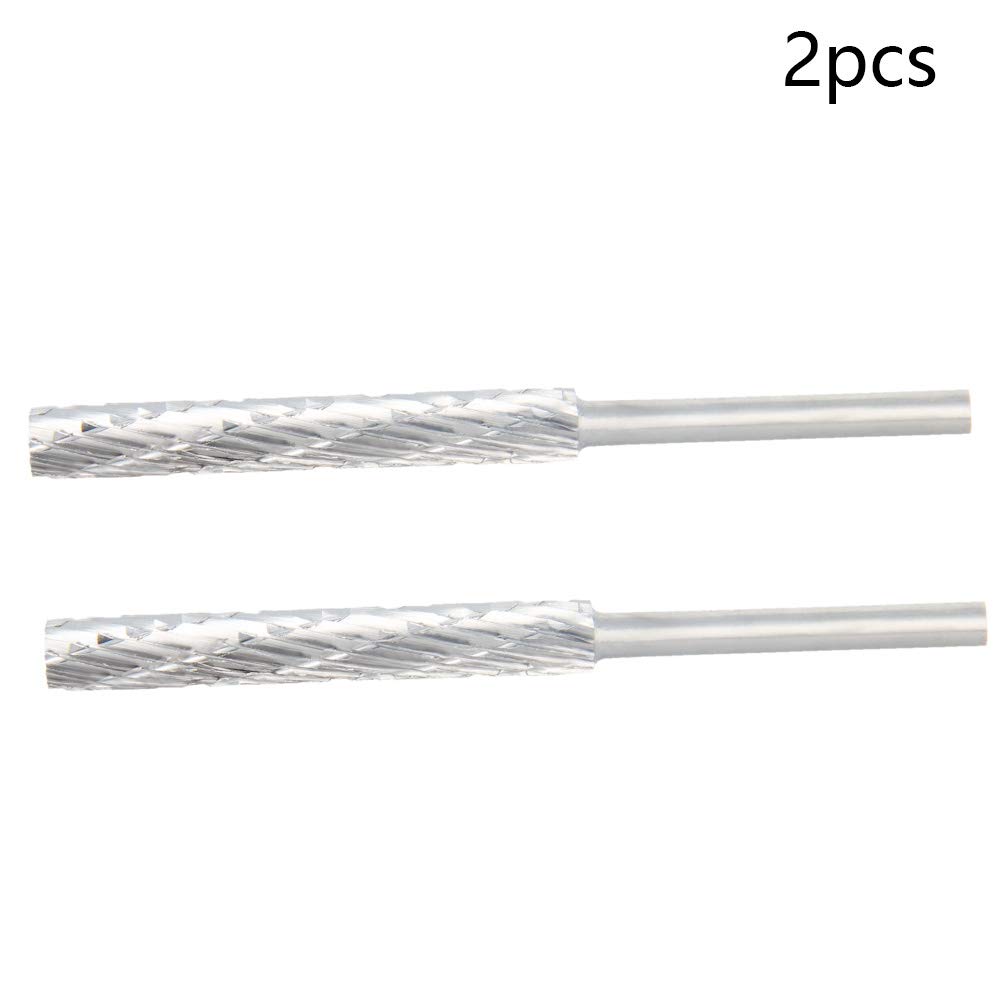 Utoolmart HSS Rotary Files - 3mm Shank Double Cut Cylinder Burrs (5mm Dia) for Die Grinder - Wood, Soft Metal Carving & Polishing - 2 Pack - Perfect for Model Engineering, DIY Crafts & Automotive Repair