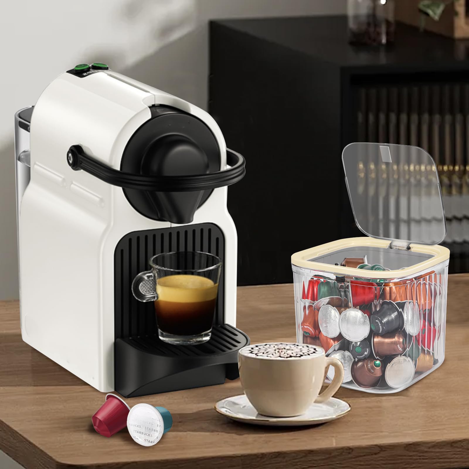 Clear Coffee Pod Holder with Lid - Airtight Coffee Pods Storage Organizer for Countertop, Pantry & Kitchen Cabinet - Small Plastic Food Storage Bin for Keurig K-Cups & Nespresso Capsules - Perfect for Home, Office & RV Use