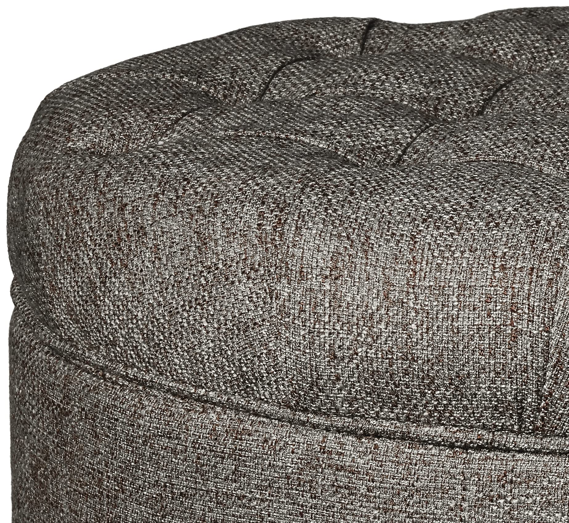 Homepop Button Tufted Woven Round Storage Ottoman - Dark Gray Storage Footrest for Living Room & Bedroom | Perfect for Small Space Organization & Extra Seating