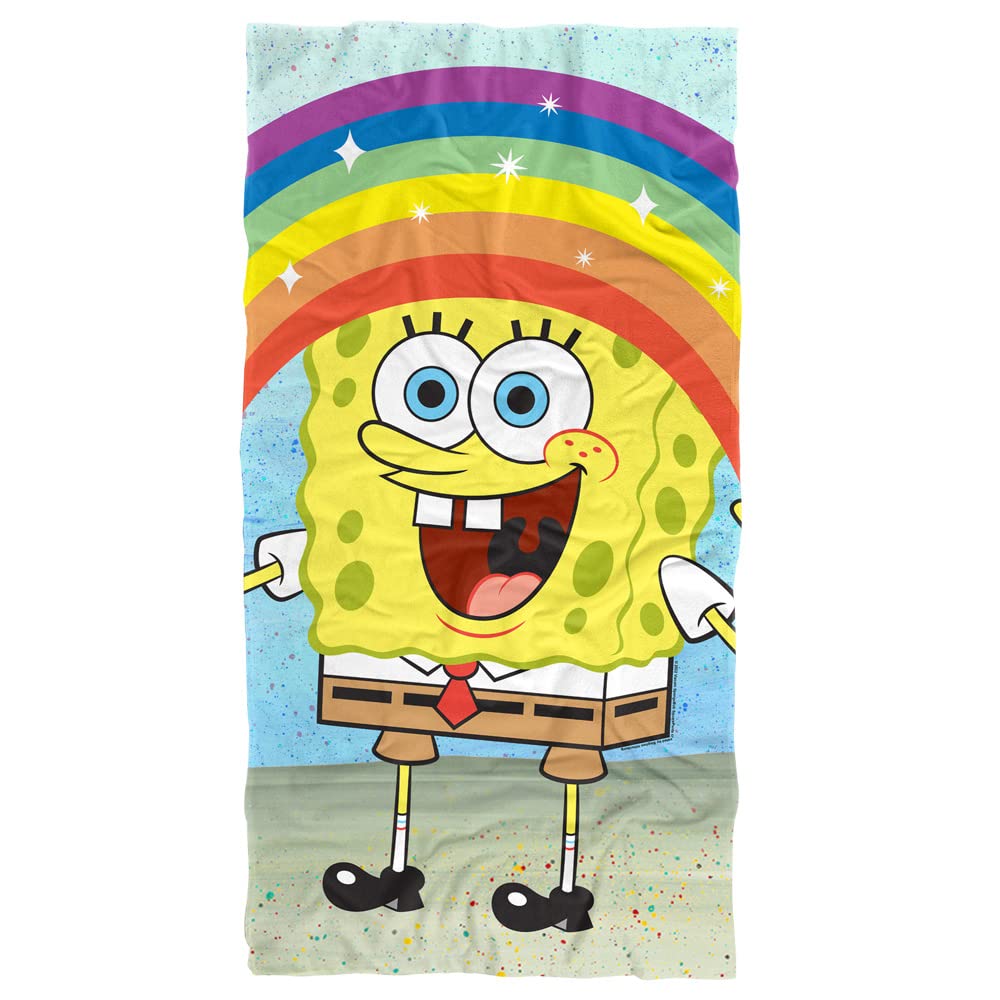 Spongebob Beach Towel 30x60 Inches - Soft & Absorbent Rainbow Design - Perfect for Beach, Pool, Travel & Outdoor Activities