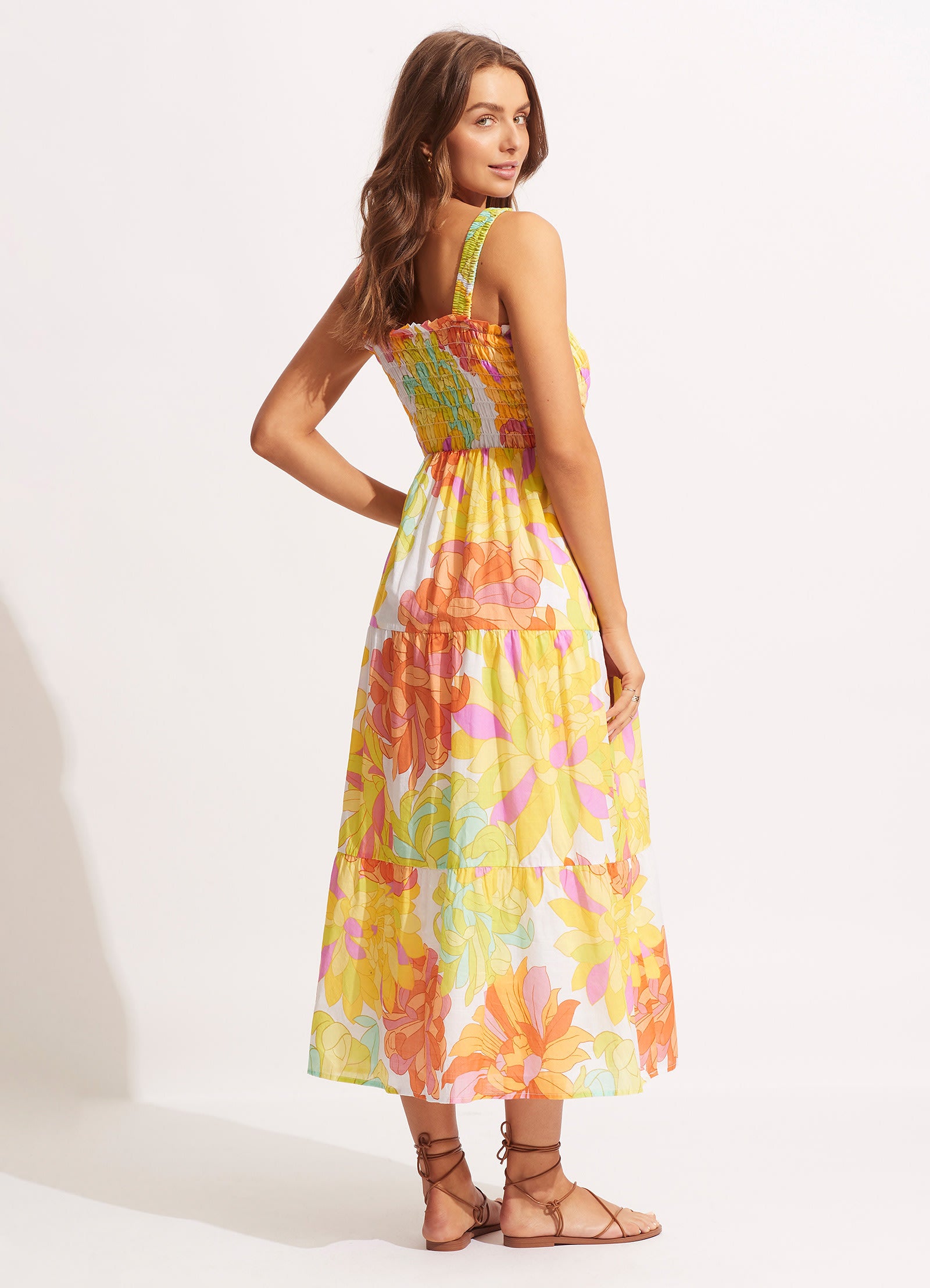 Stylish Palm Springs Midi Dress in Lime Light - Perfect for Summer Vacations, Beach Parties & Casual Outings