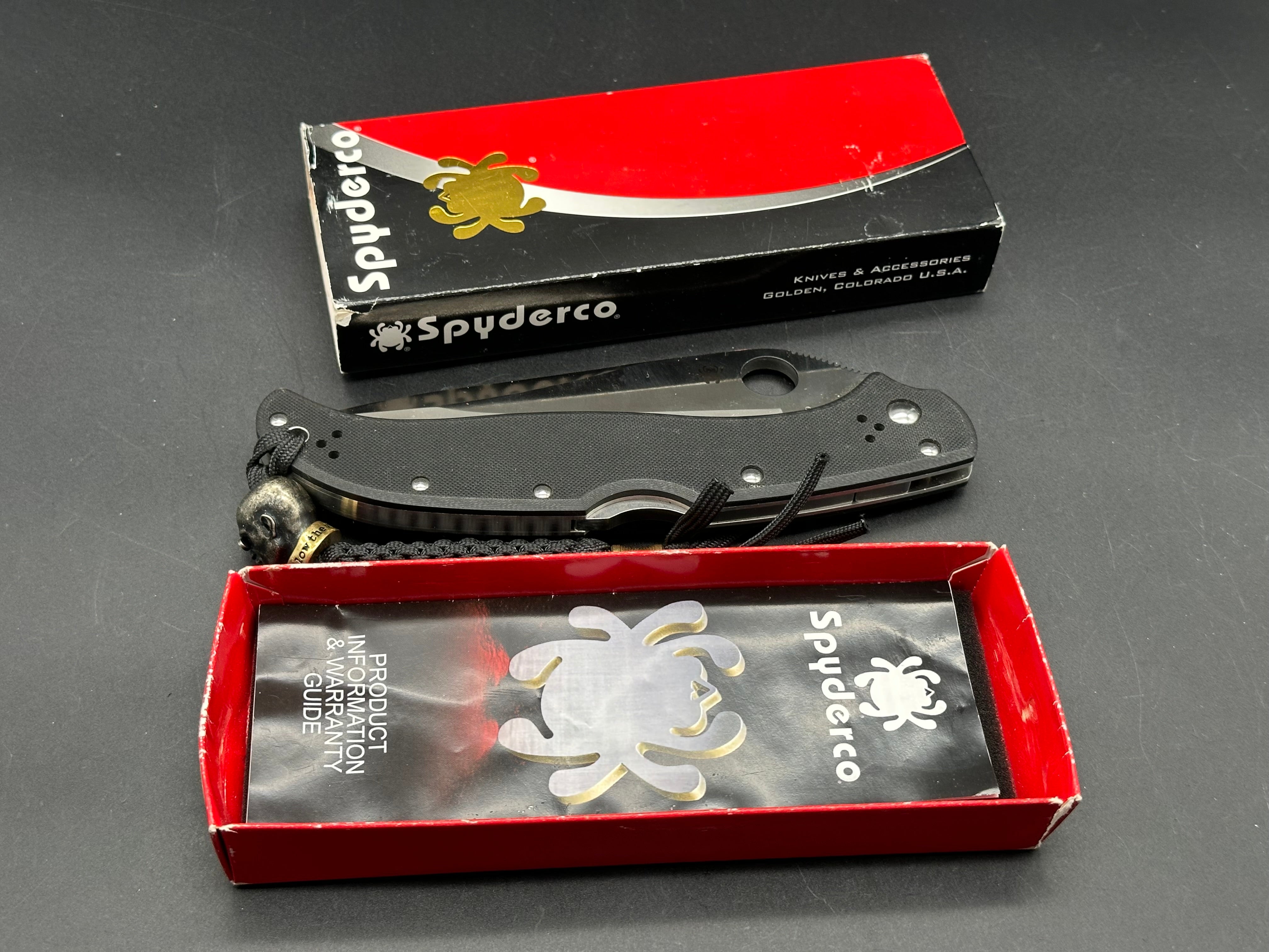 Spyderco Tatanka PowerLock Folding Knife - Black G-10 Handle, 5.06
