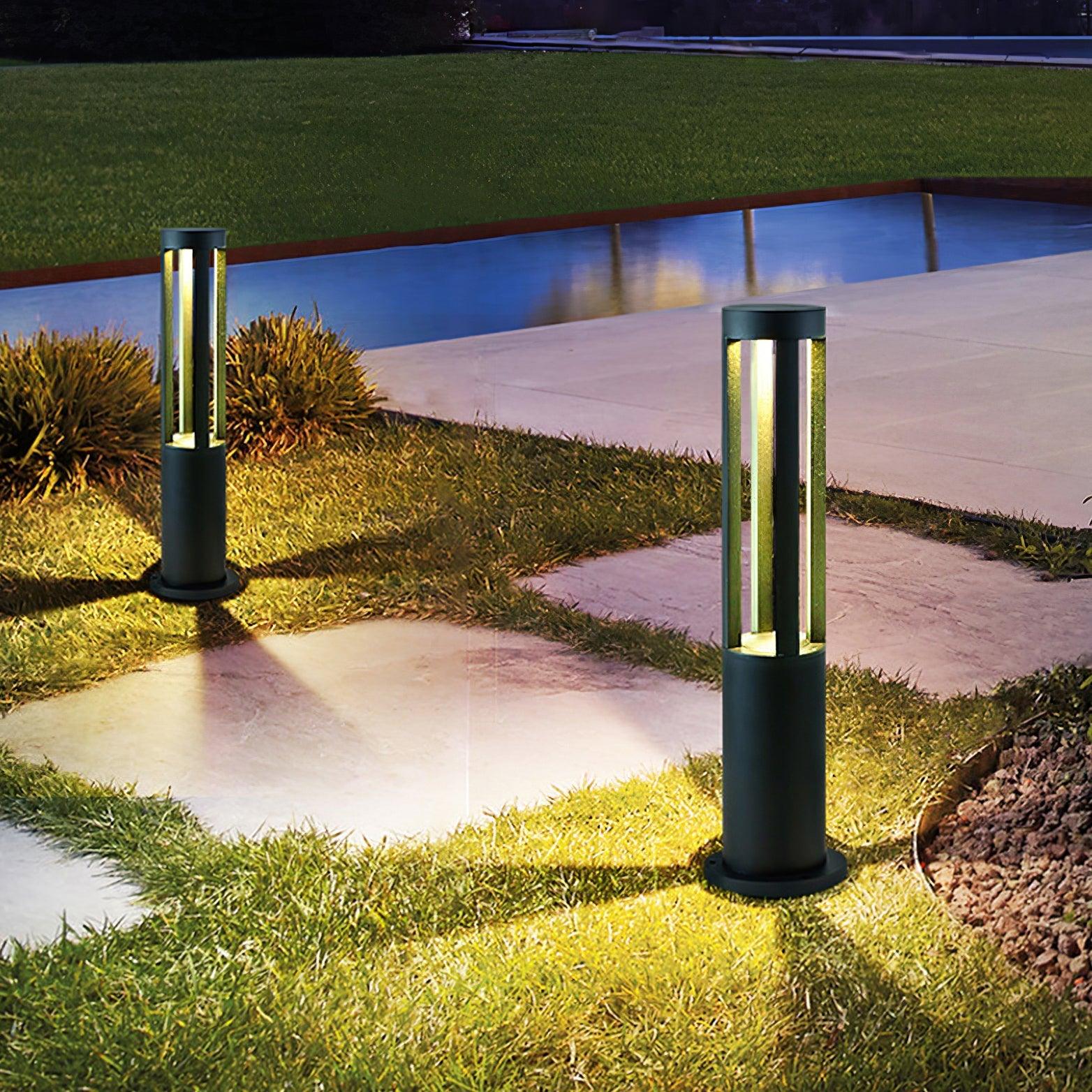 Solar Powered Outdoor Post Light - Black Cylindrical Design for Garden, Pathway, and Driveway Lighting | Weatherproof & Energy Efficient LED Light for Patio, Yard, and Landscape Decor