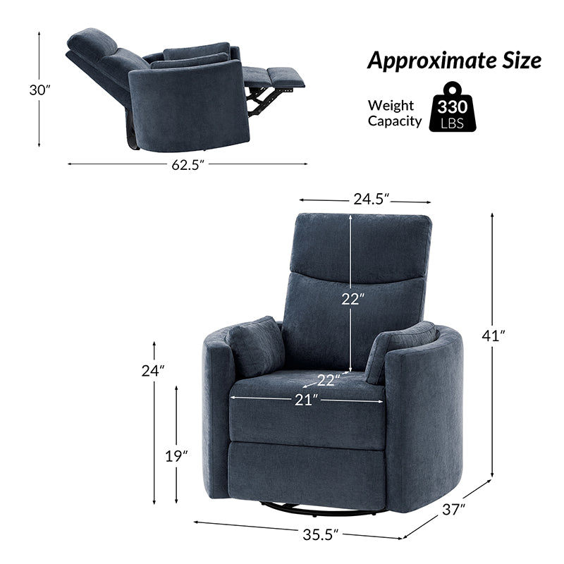 Monica Swivel Rocker Power Recliner Chair with Adjustable Headrest & Lumbar Support - Optional Removable Pillows - Perfect for Living Room, Home Theater & Relaxation