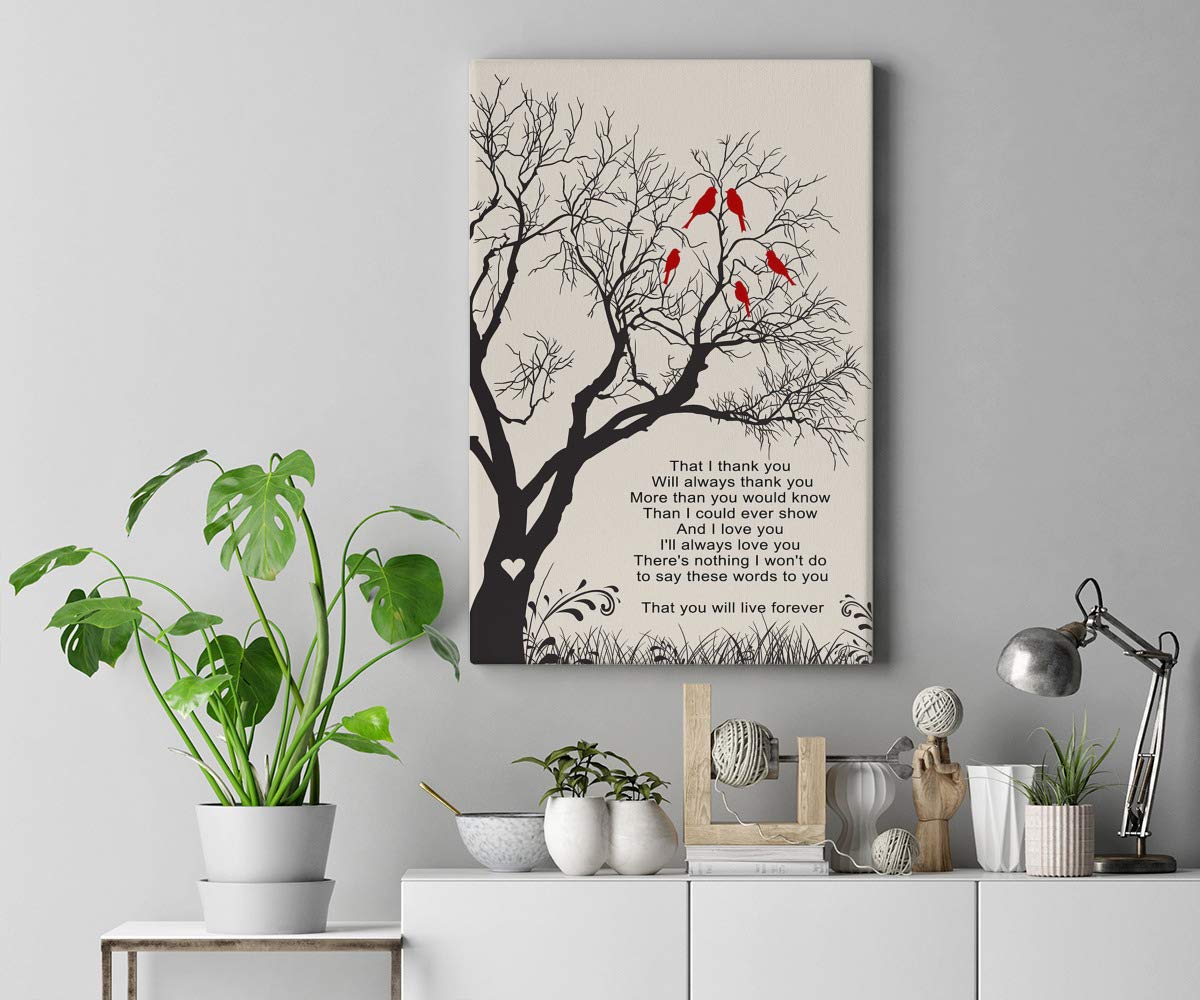 Thank You Mom Song Lyrics Framed Canvas Print - 16x24 Wall Art for Home Decor