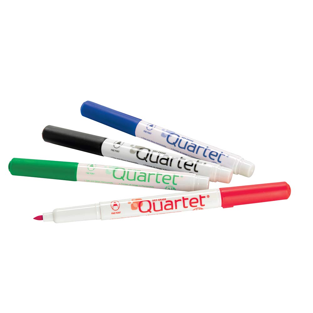 Quartet Classic Low Odor Dry-Erase Markers - Fine Point 4-Pack with Assorted Colors (659520Q) - Perfect for Office Whiteboards, Classroom Teaching & Home Organization