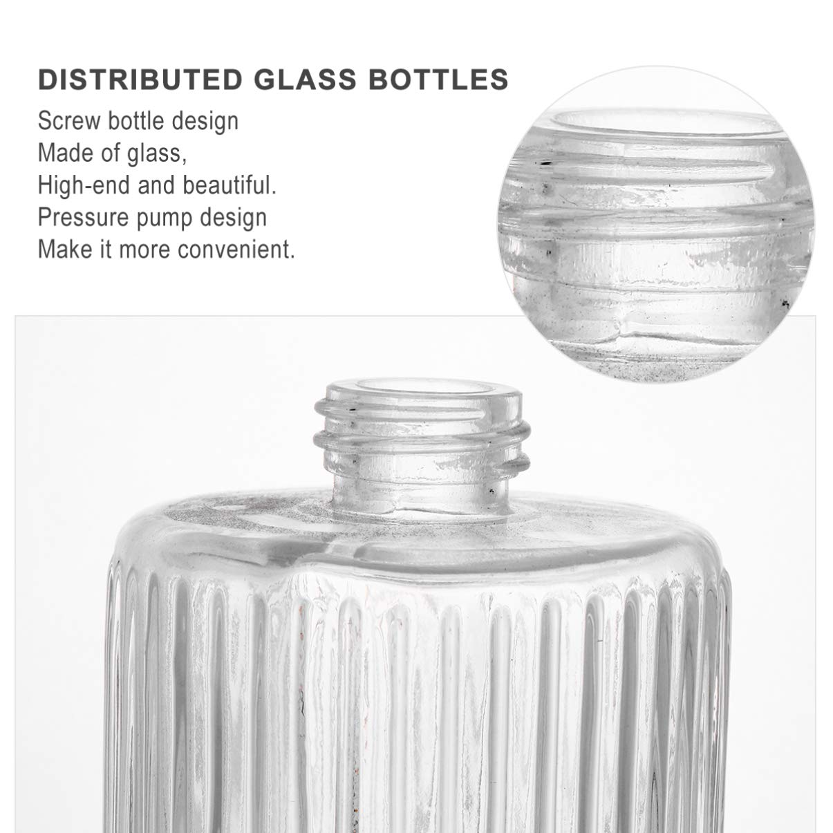 Hemoton 2-Pack Glass Soap Dispenser Bottles with Pump - 16oz Empty Liquid Containers for Shampoo, Lotion & Hand Soap - Refillable Kitchen & Bathroom Dispenser for Travel Toiletries & Home Use
