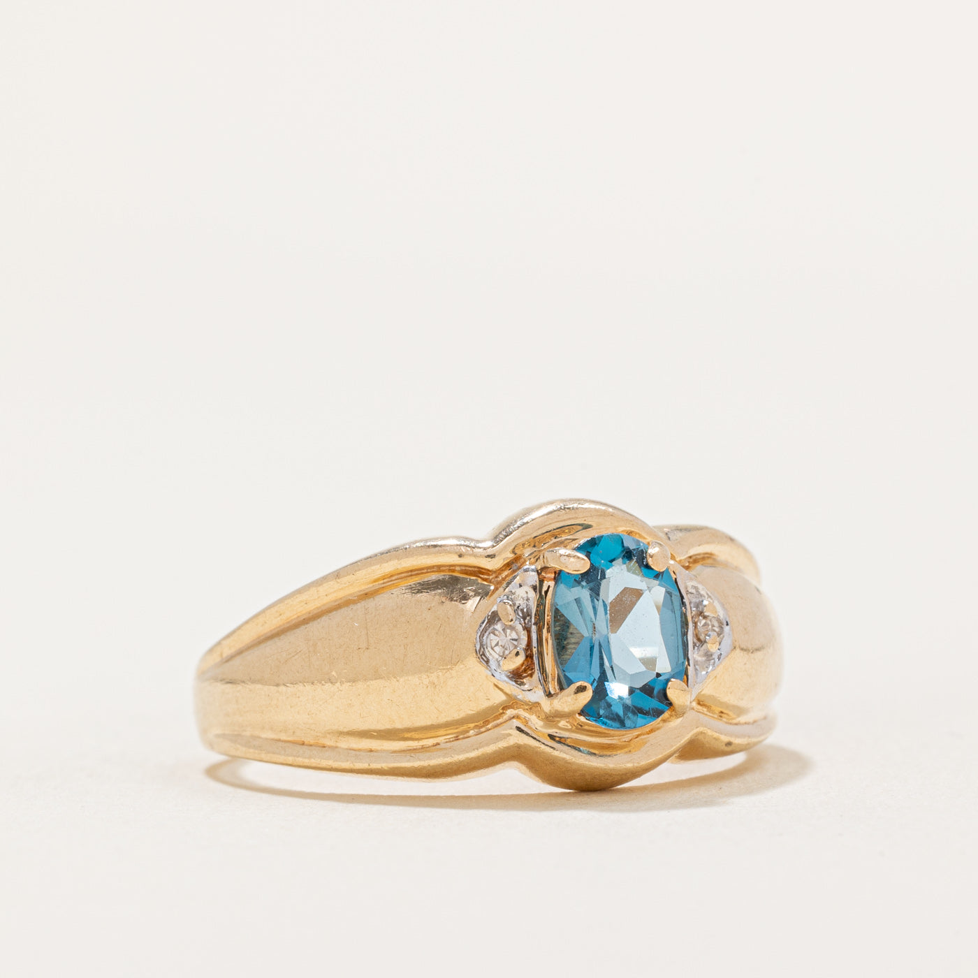 Oval Cut Blue Topaz & Diamond Ring - 0.80ct Natural Topaz with 0.01ctw Diamonds - Size 8 - Elegant Engagement & Anniversary Jewelry Gift for Women