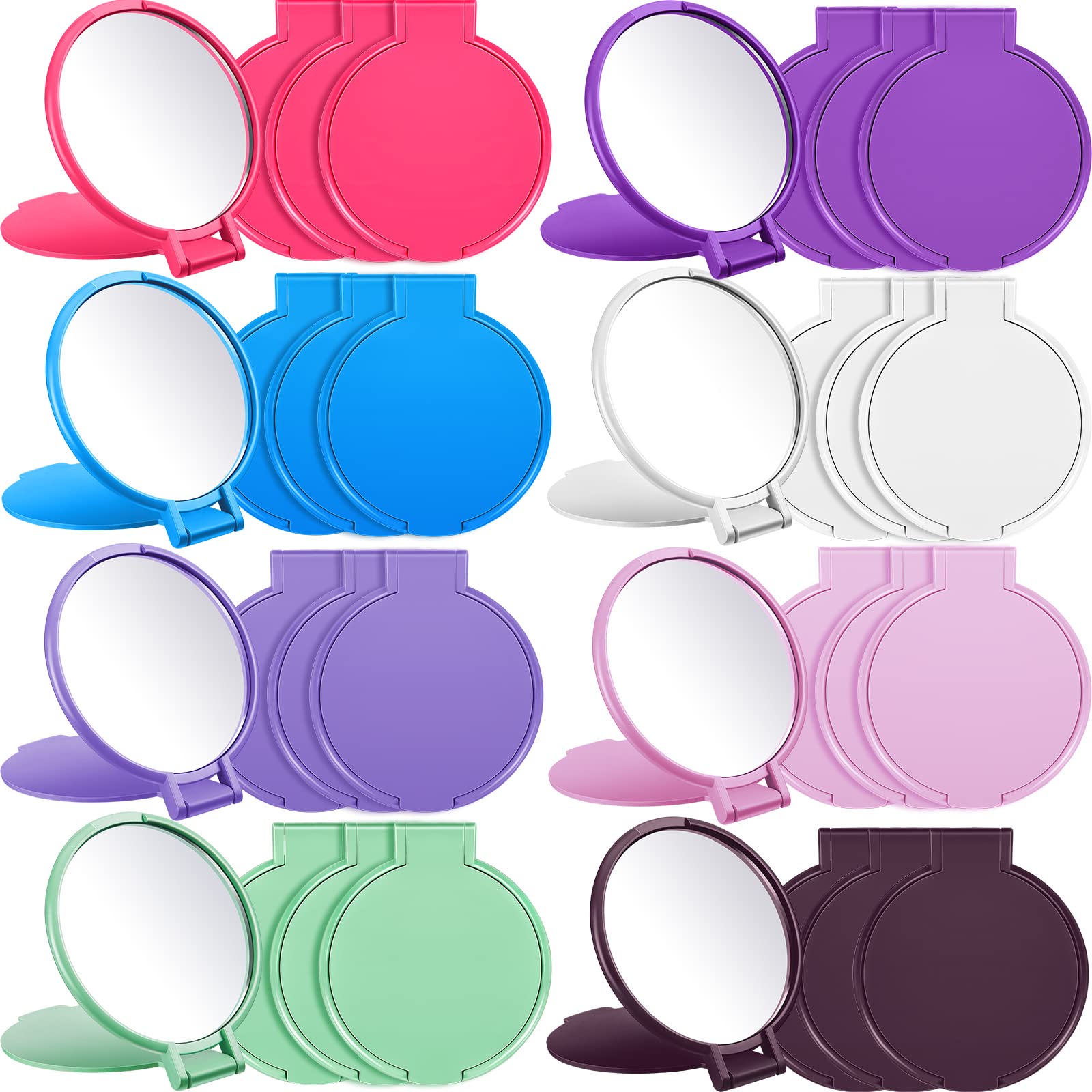 Jetec 80-Piece Mini Folding Round Compact Mirror Set - Portable Pocket Makeup Mirror for Women & Girls, Vintage Travel Mirror in 10 Colors - Perfect for Home, Travel, and On-the-Go Touch Ups