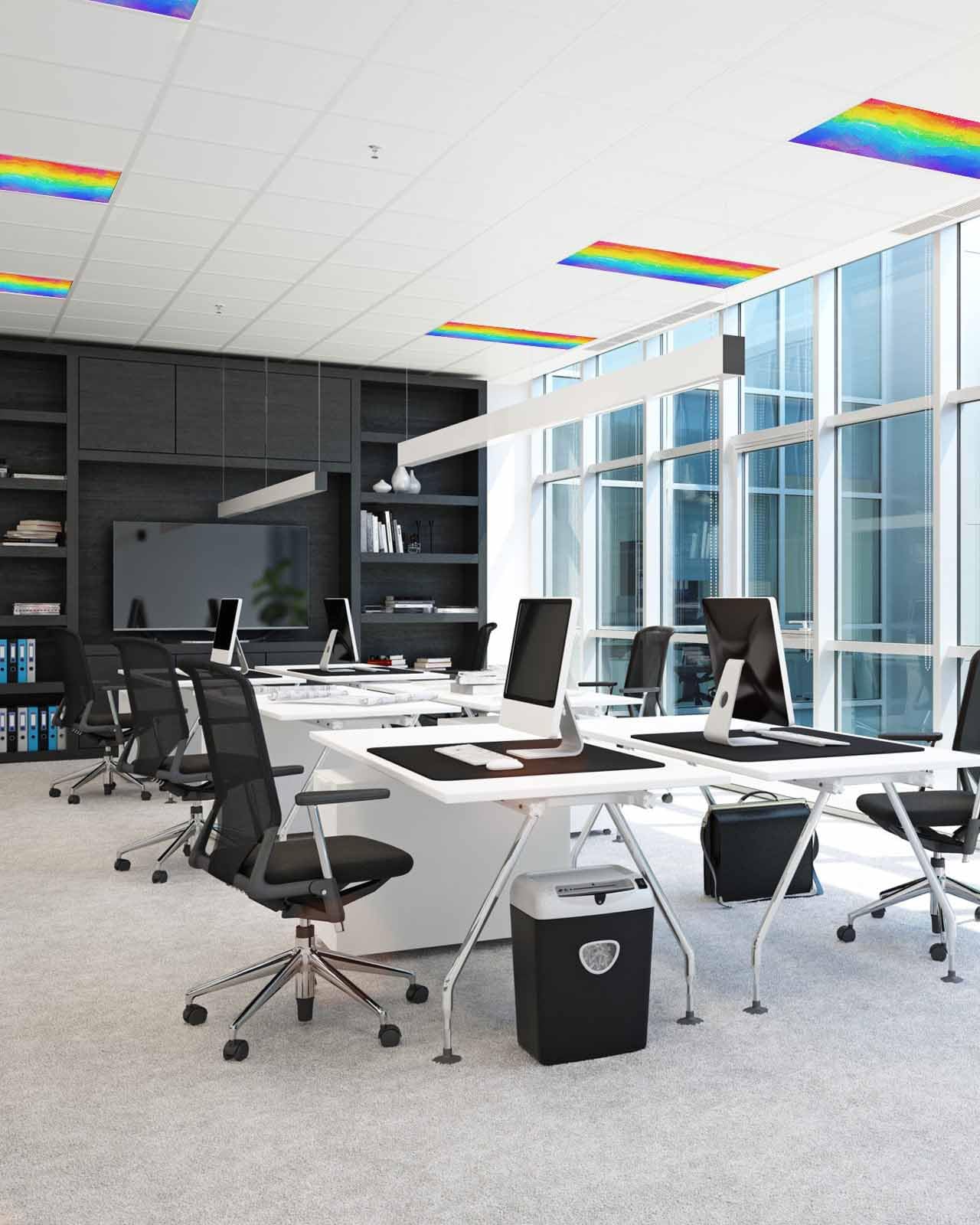 3PCS Fluorescent Light Covers with 10 Magnets - Rainbow LGBT Pride Flag Design Oil Painting Print, Ceiling Light Fixture Panels for Glare Reduction in Home, Office, Bar, or Event Decor
