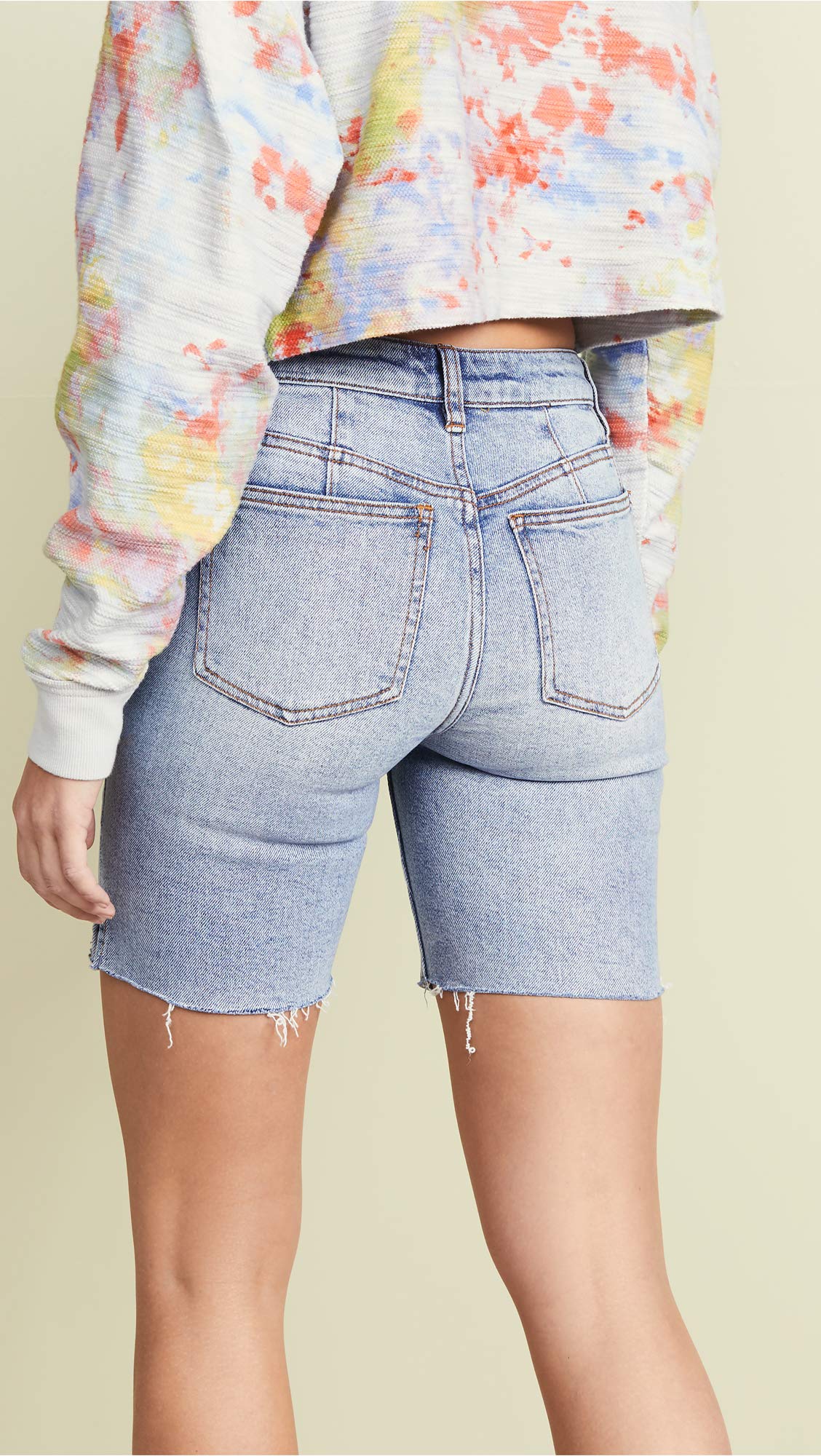 Free People Women's Avery Bermuda Shorts - Pacific Blue Wash, Size 27 | Casual Summer Shorts for Beach, Vacation & Everyday Wear