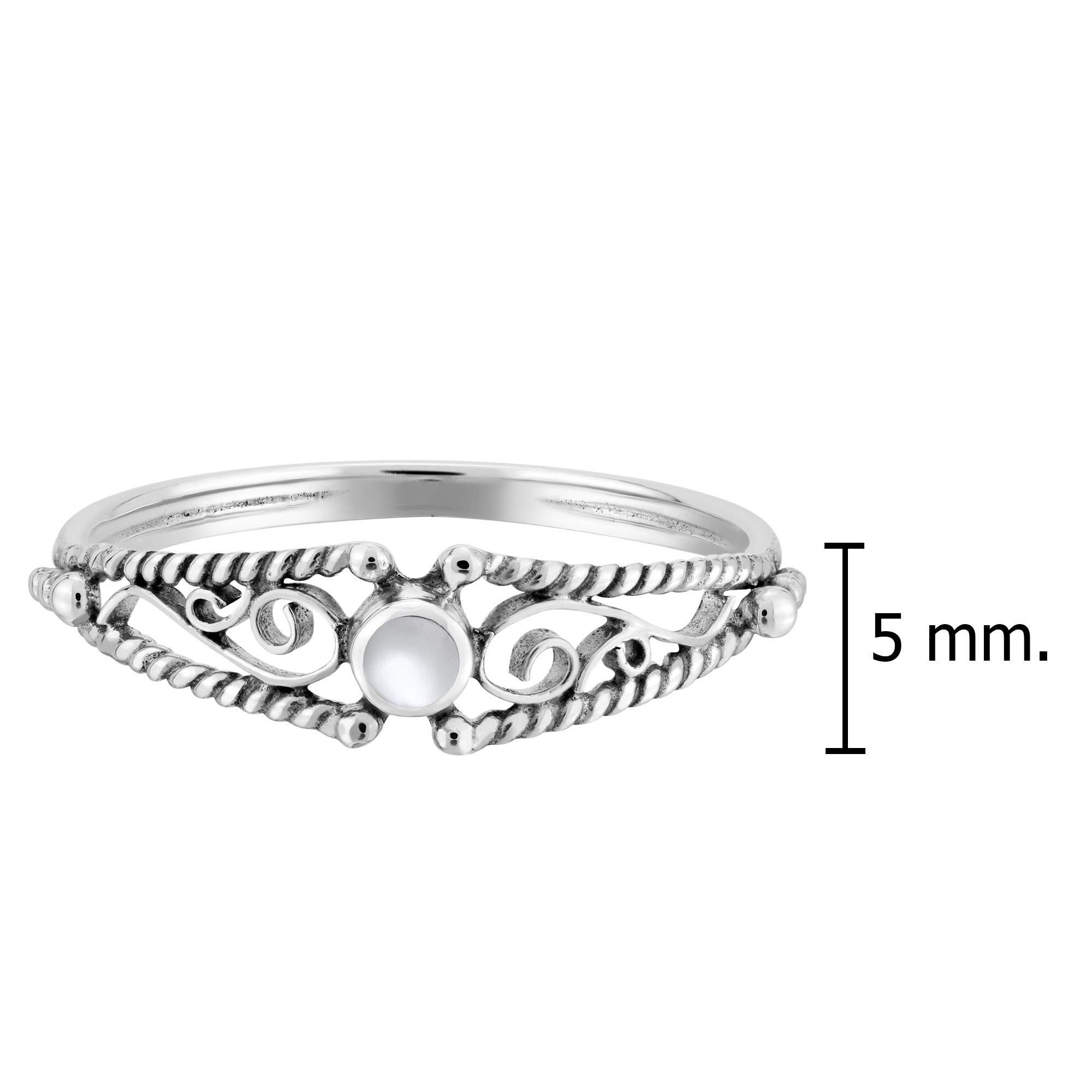 Aeravida Classic Swirl Embrace White Mother of Pearl .925 Sterling Silver Ring for Women | Minimalist Wedding Band, Everyday Jewelry | Comfort Fit Sizes 7-9 | Perfect Gift for Daughter, Wife, Anniversary | Elegant for Office, Date Night & Special Occasions