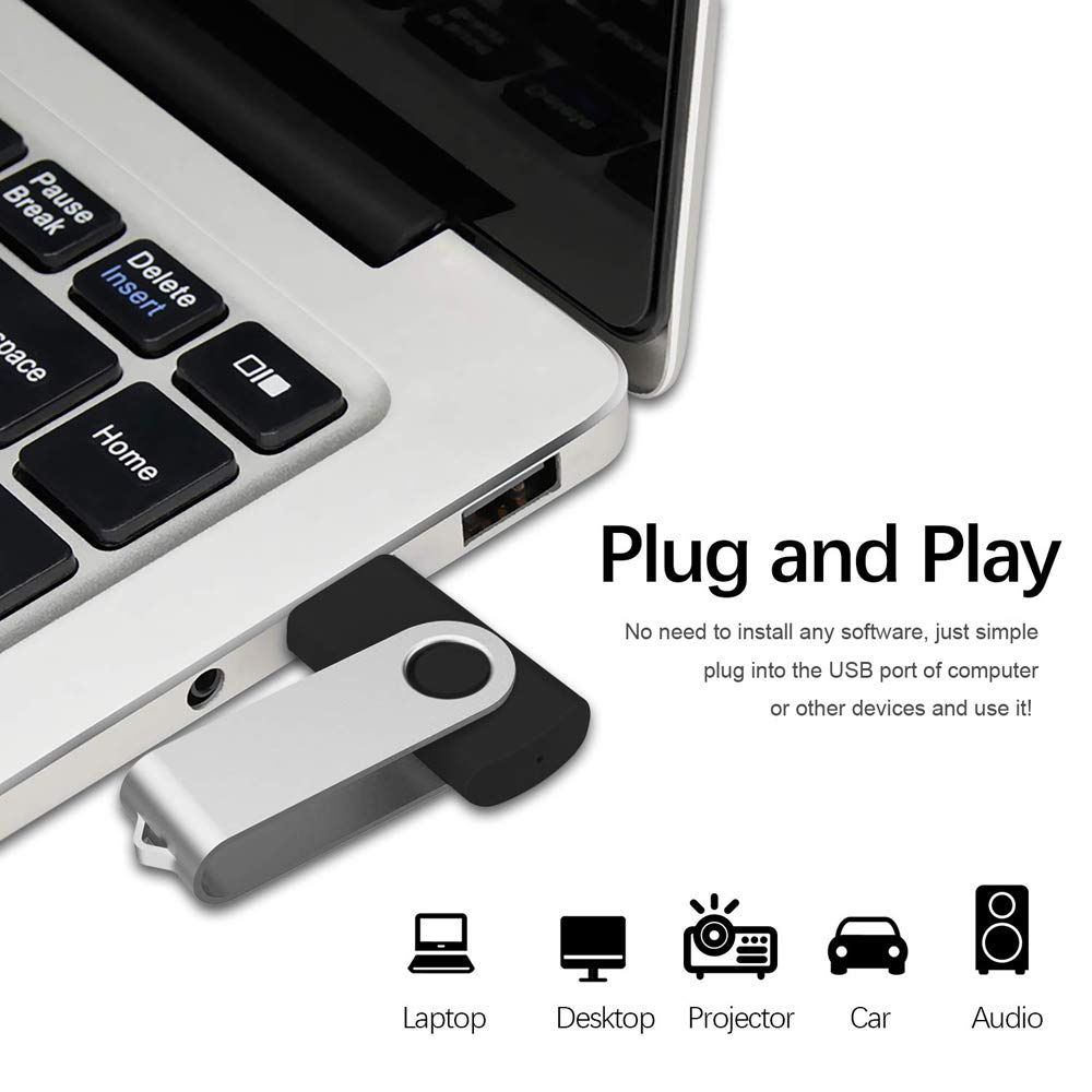 Aiibe 16GB USB 2.0 Flash Drive 20 Pack - Bulk Thumb Drives for Data Storage, File Transfer, Backup - Perfect for School, Office, Business, Events & Promotions (16GB, Black)