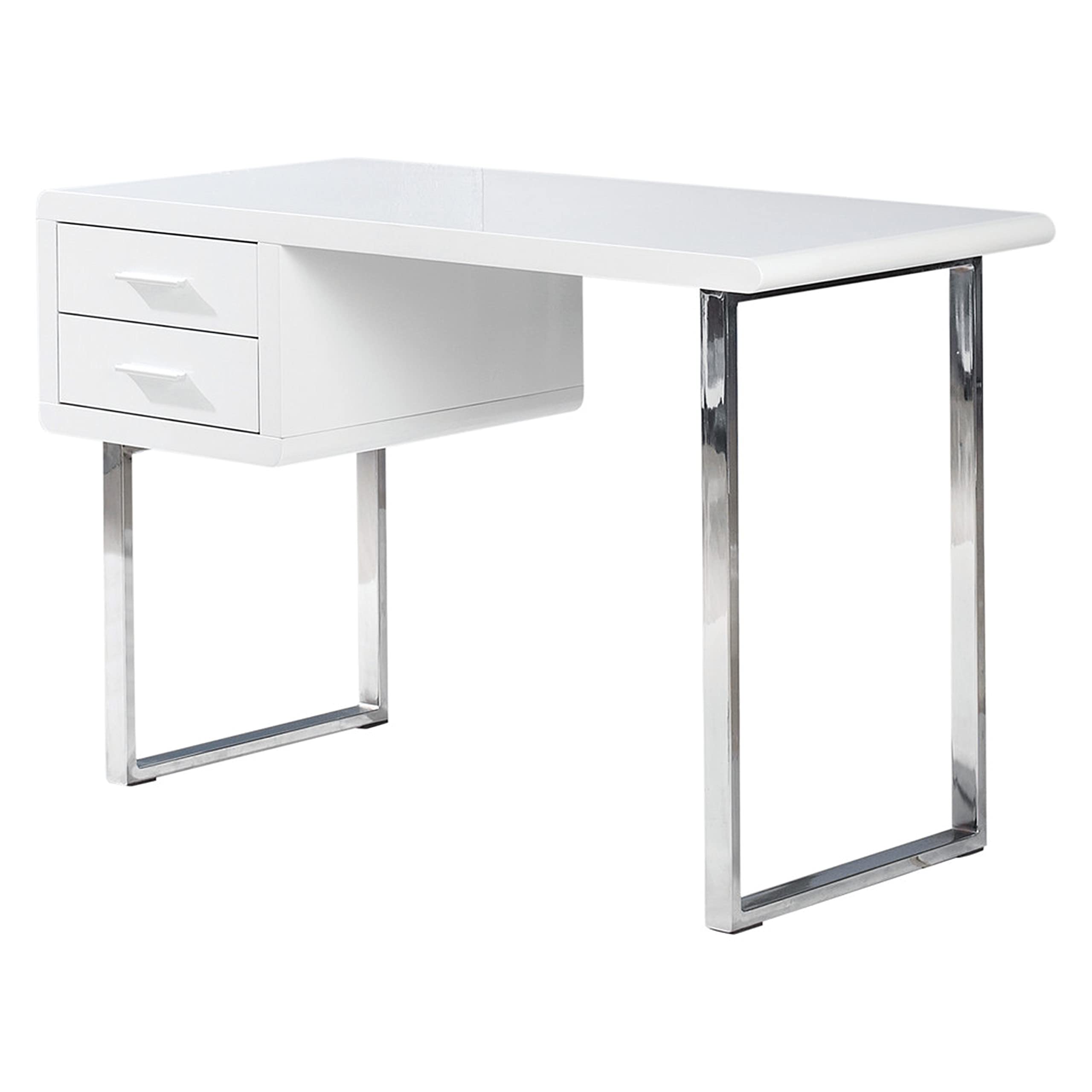Best Master Furniture Brynna Modern Lacquer Computer Desk - White | Home Office Desk for Work & Study | Compact Writing Table for Small Spaces