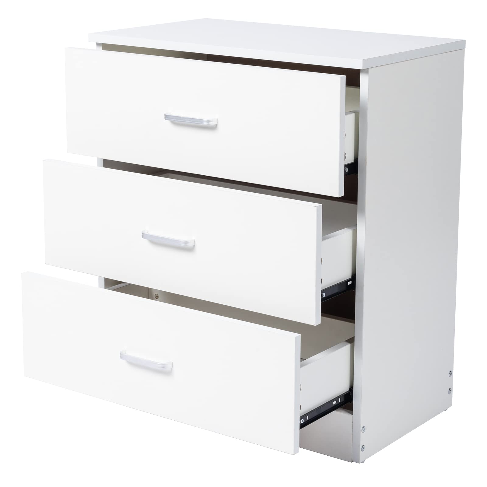 White 3-Drawer Bedside Table - Spacious Nightstand with Large Storage for Bedroom, 22.05x13x25.98 Inch - Perfect for Small Spaces, Apartment Living & Guest Rooms