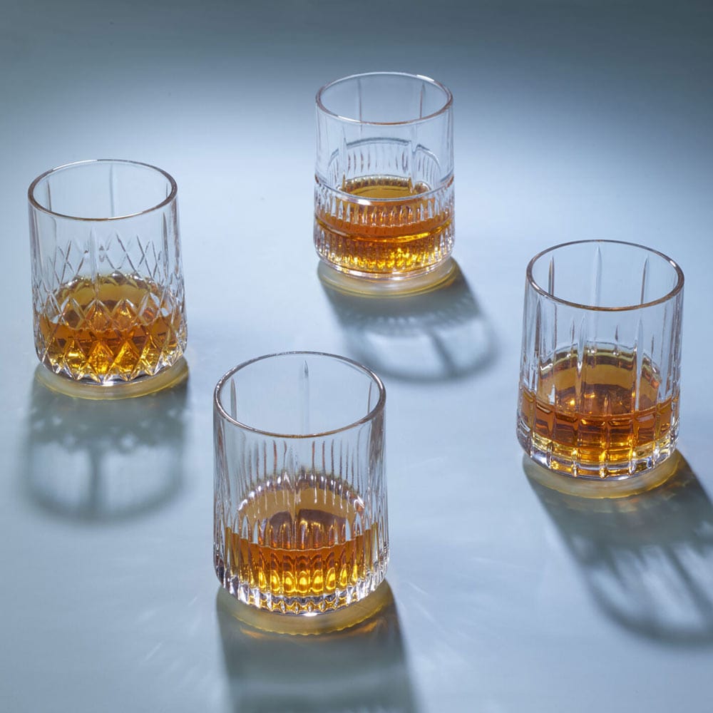 Premium Carrick Set of 4 Double Old Fashioned Whiskey Glasses - Heavy Base Crystal Clear Drinking Glasses for Bourbon, Scotch, Cocktails - Perfect for Home Bar, Gifts & Entertaining